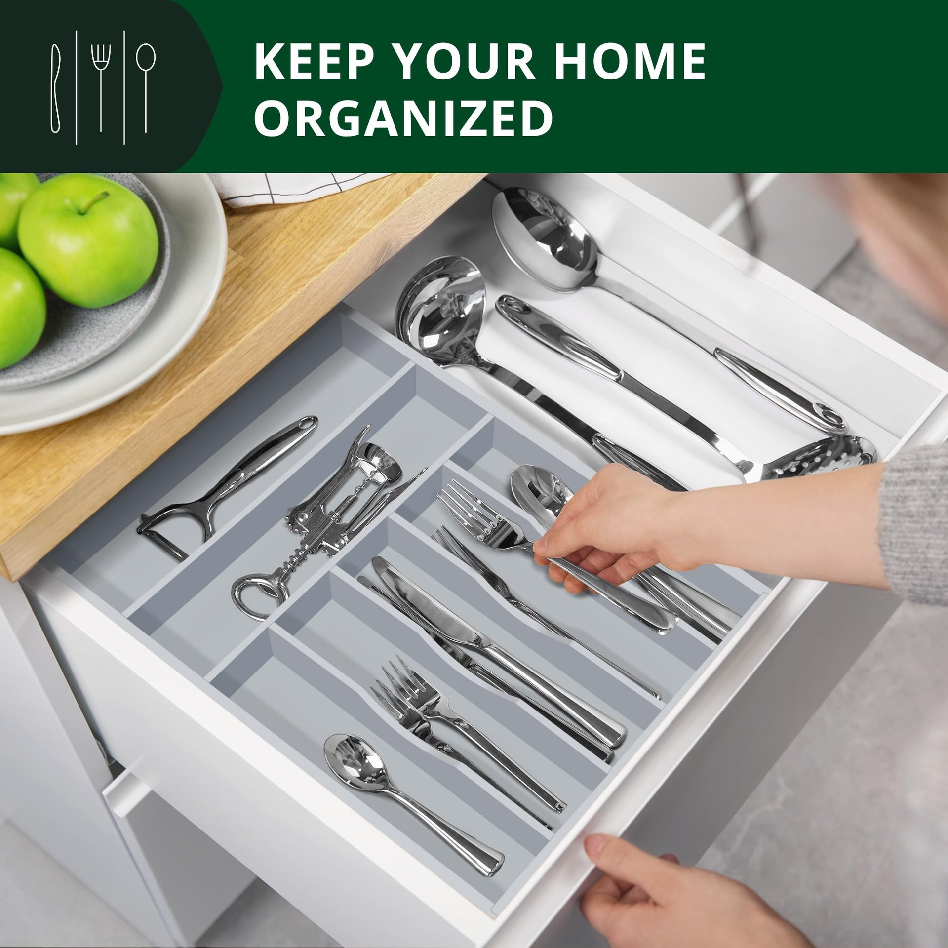 Luxury Bamboo Kitchen Drawer Organizer
