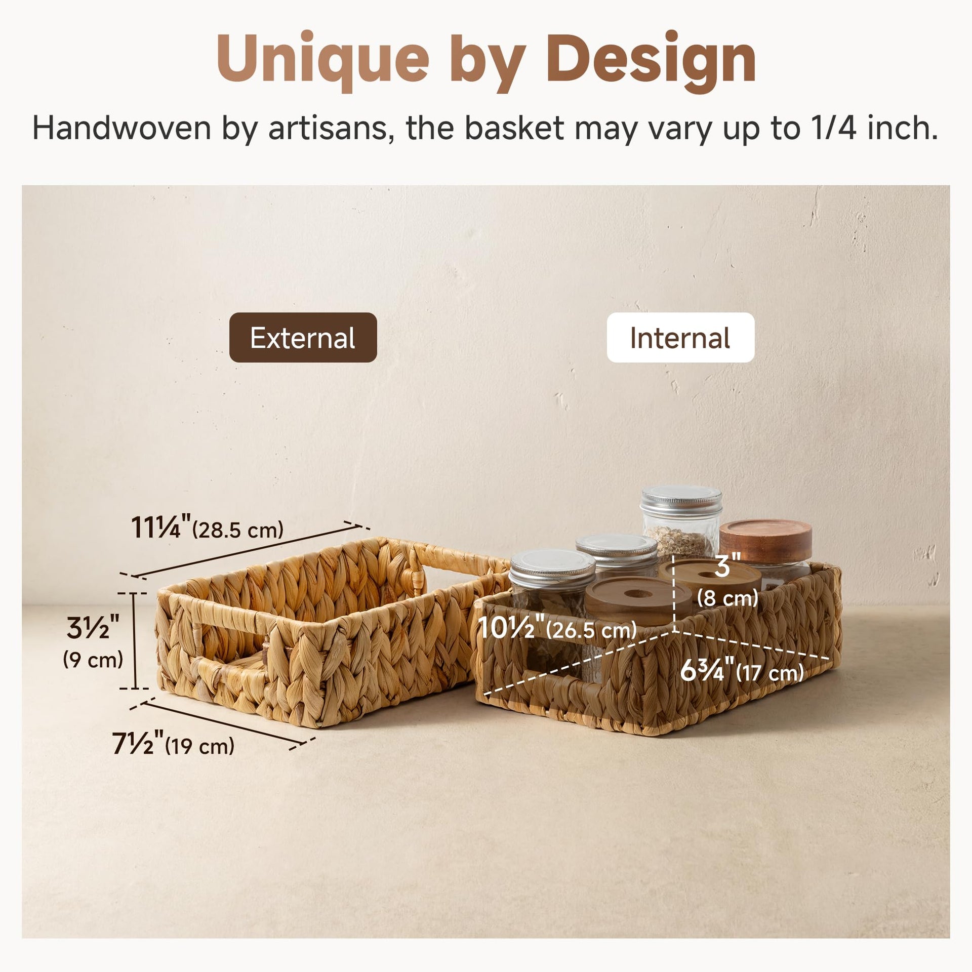 Small Wicker Baskets for Shelves (2 Count)