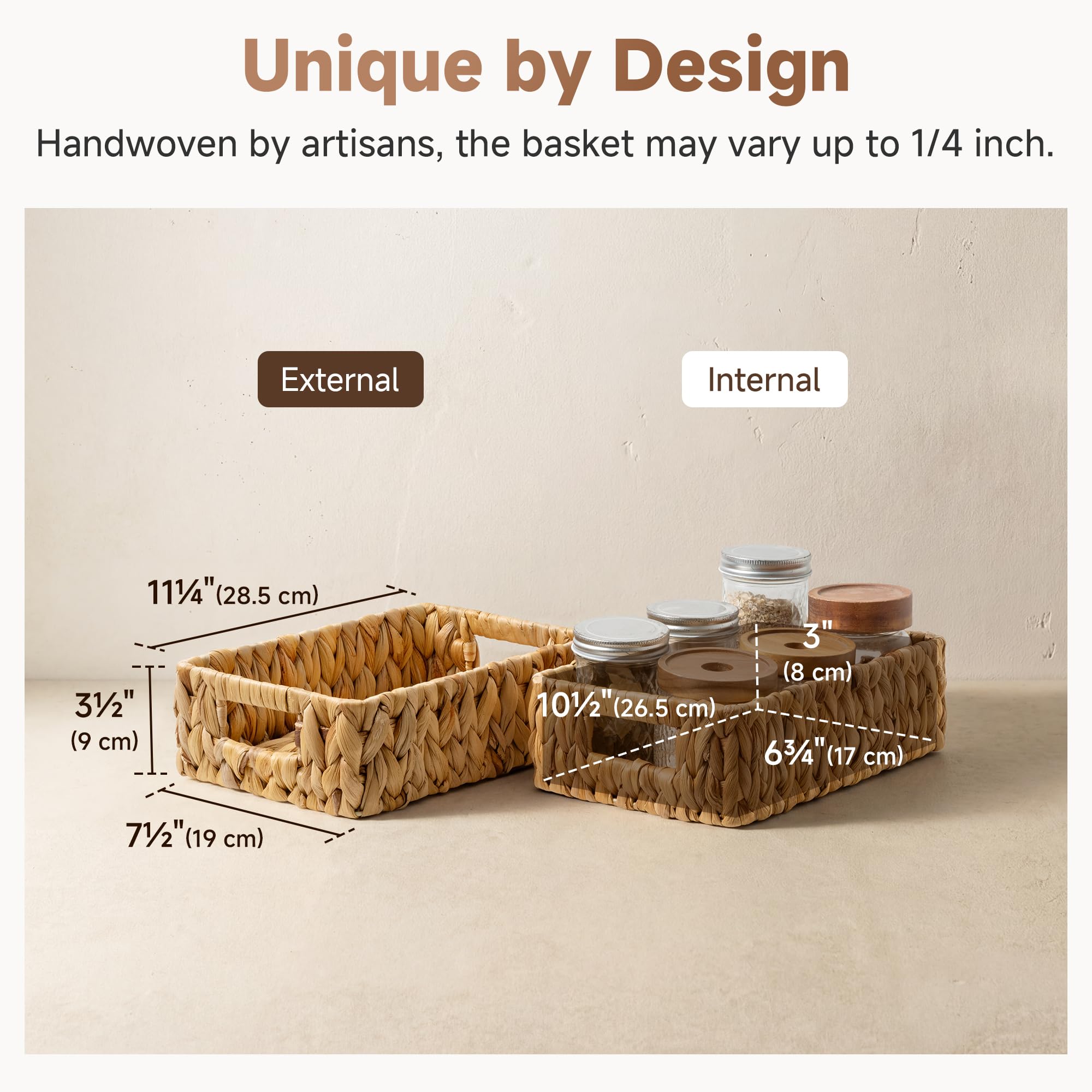 Small Wicker Baskets for Shelves (2 Count)
