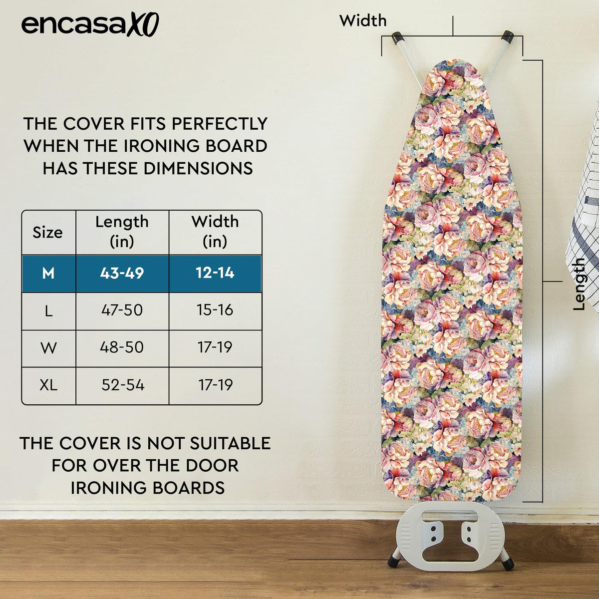 Padded Ironing Board Cover and Pad 42"x14" Wildflowers