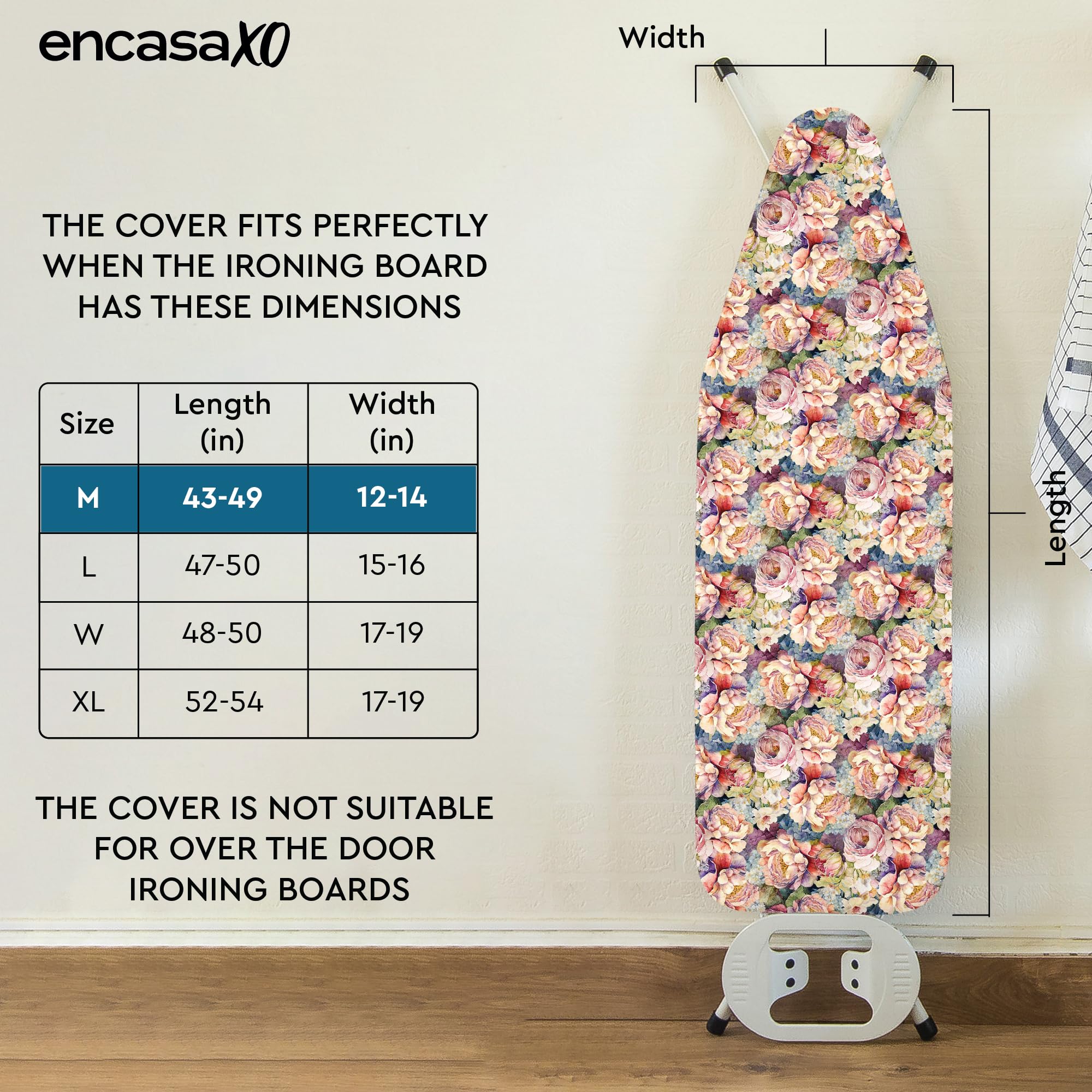 Padded Ironing Board Cover and Pad 42"x14" Wildflowers