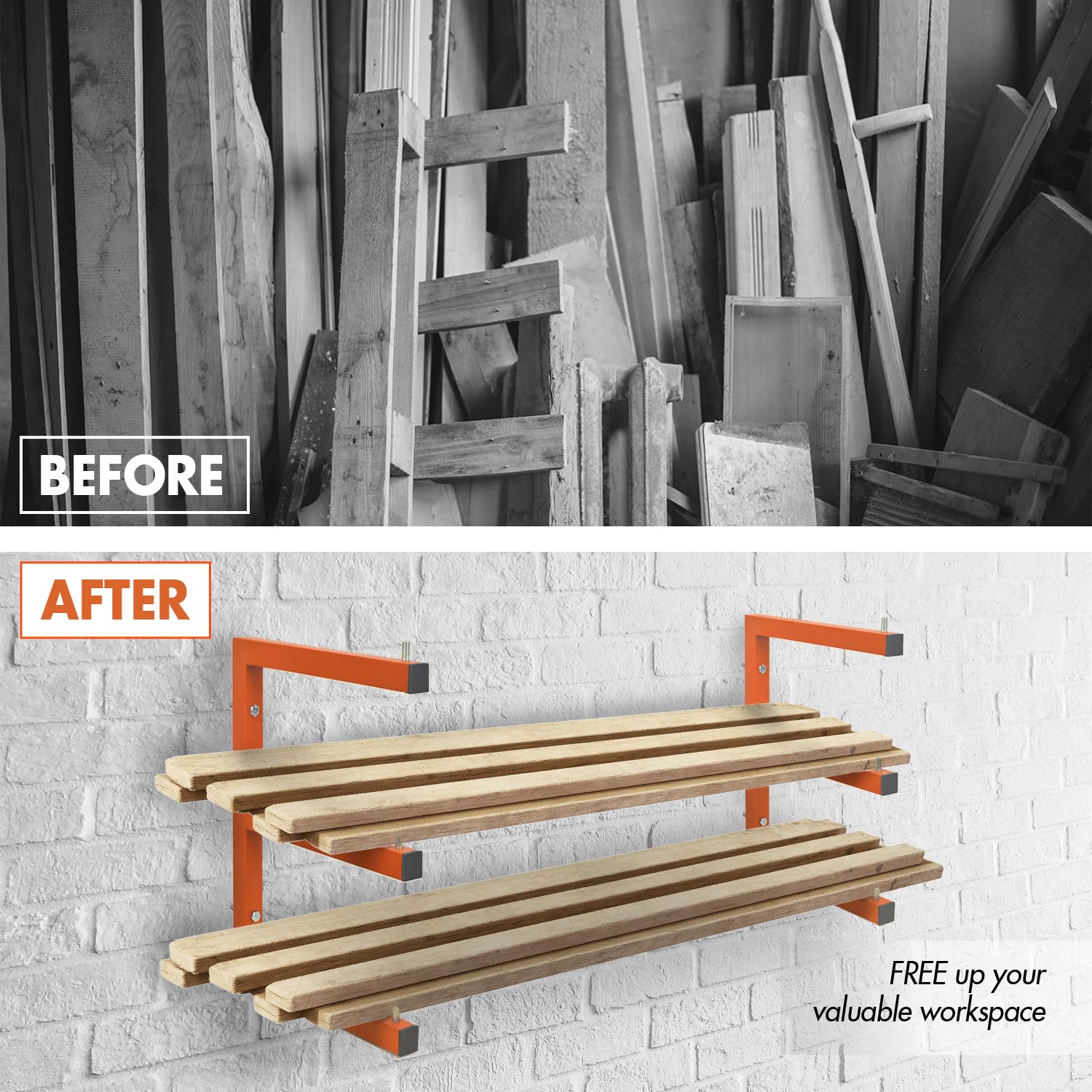 3 Level Wall Mounted Lumber Storage Rack for Garage