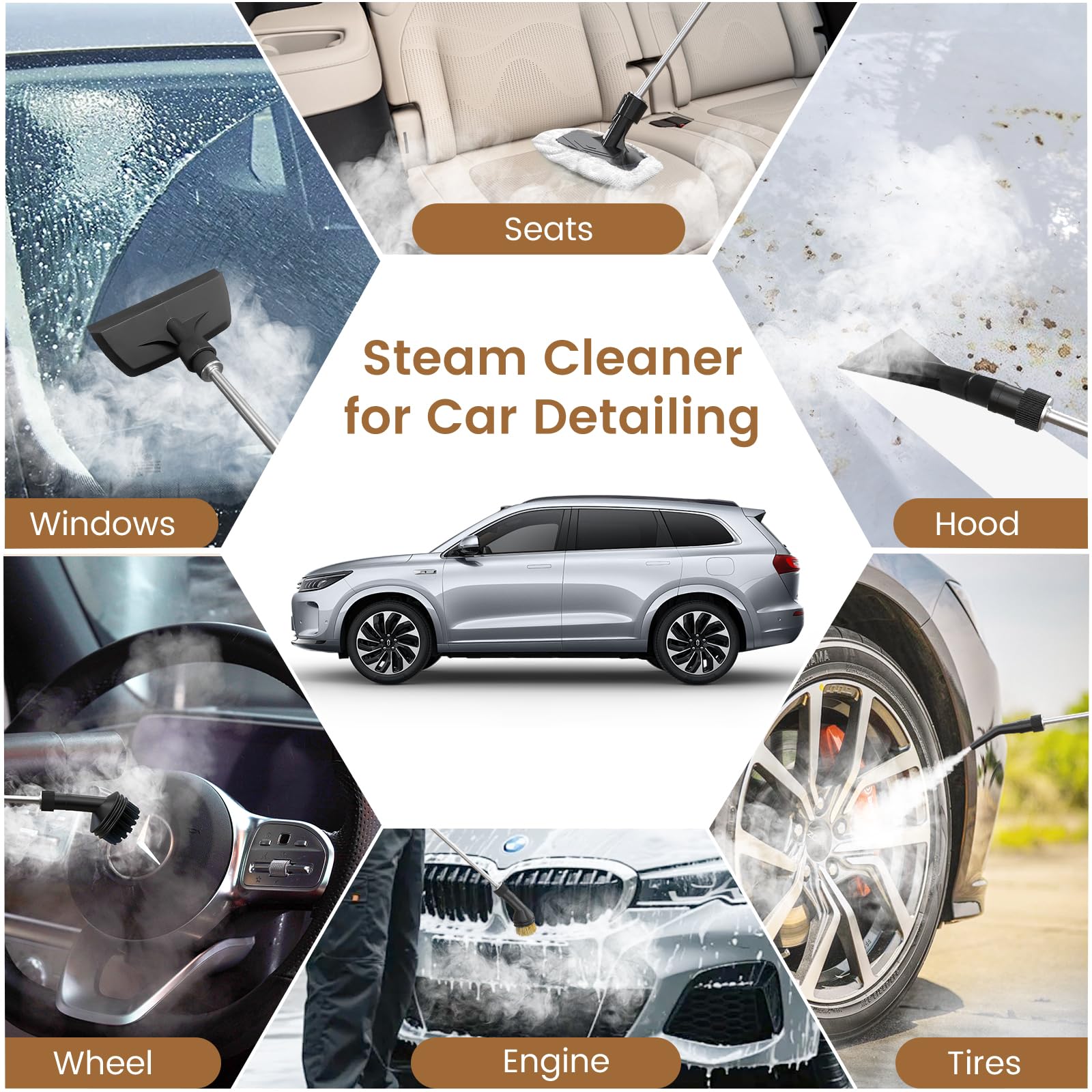 2500W Handheld Steam Cleaner for Home with 16 Accessories (21 Count)