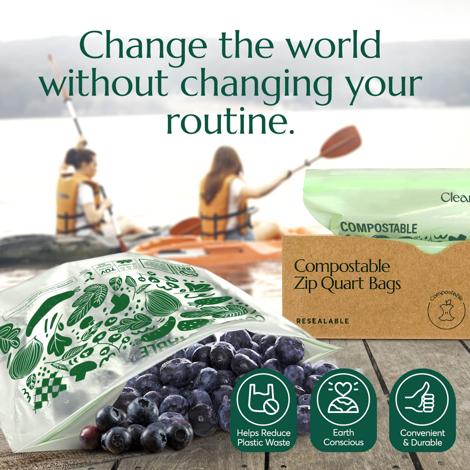 Compostable* Quart Size Food Storage Bags (25 Count)