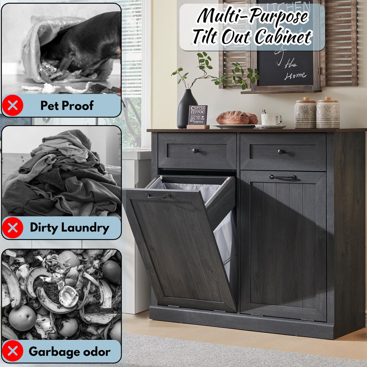 Double Tilt Out Laundry Hamper Cabinet