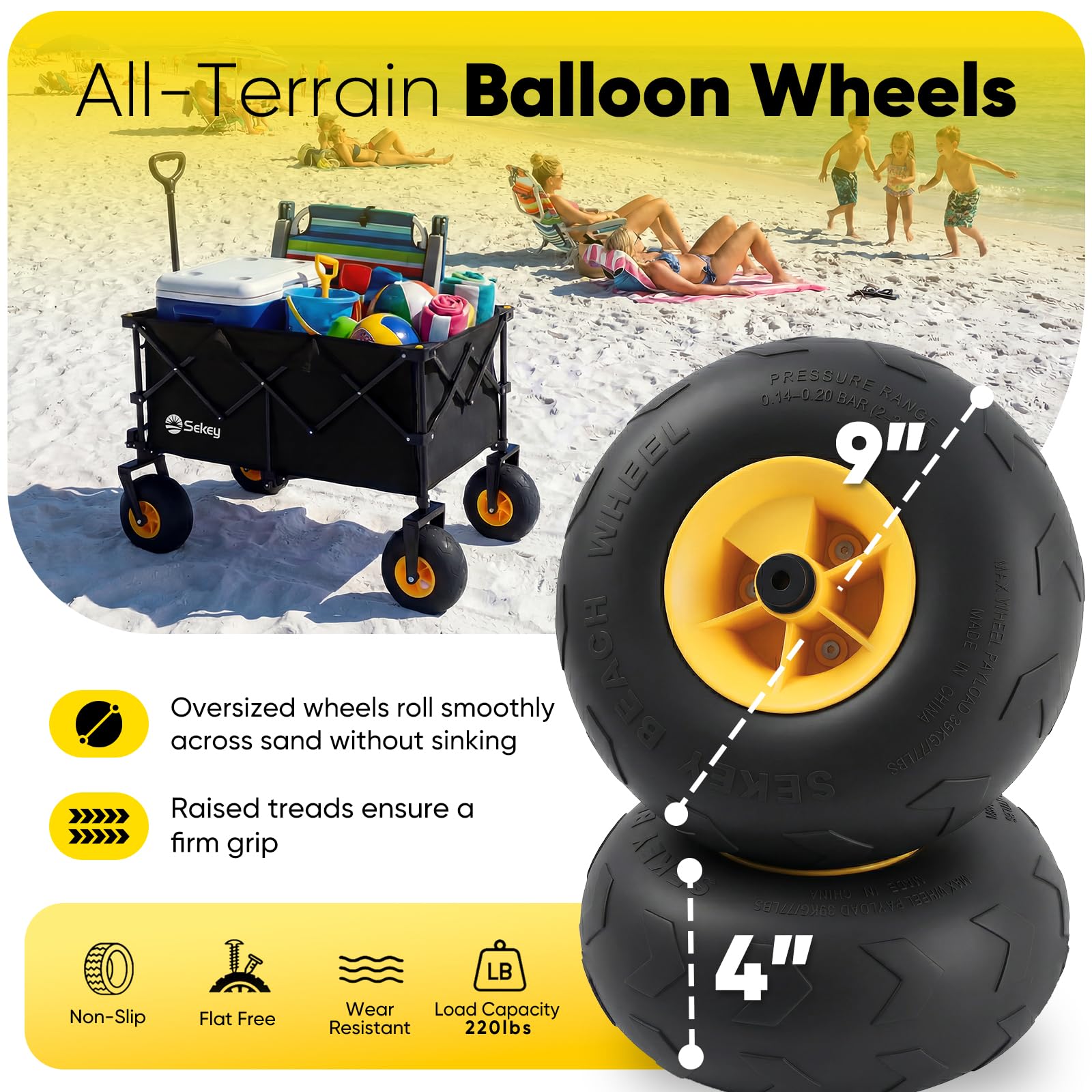Heavy Duty Beach Wagon with 9" Big Sand