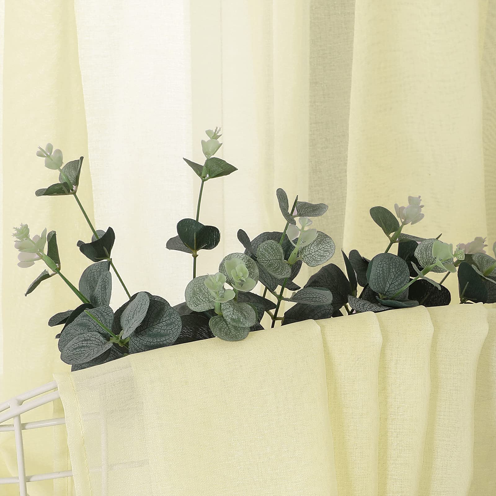 Sheer Curtains Living Room Linen Textured Curtain Sheers Light Filtering Voile Rod Pocket Curtains for Bedroom (2 Count)