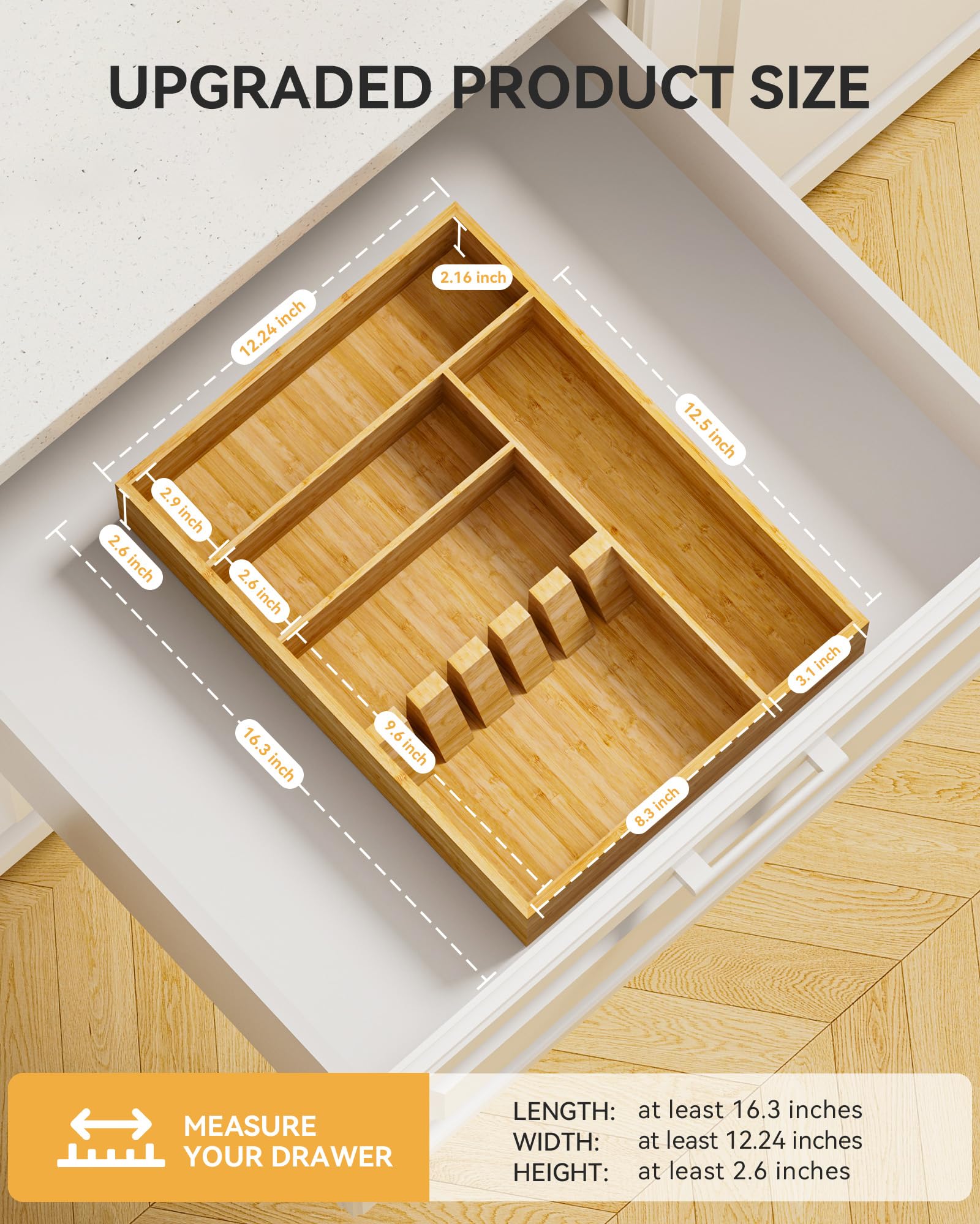 Bamboo Silverware Organizer