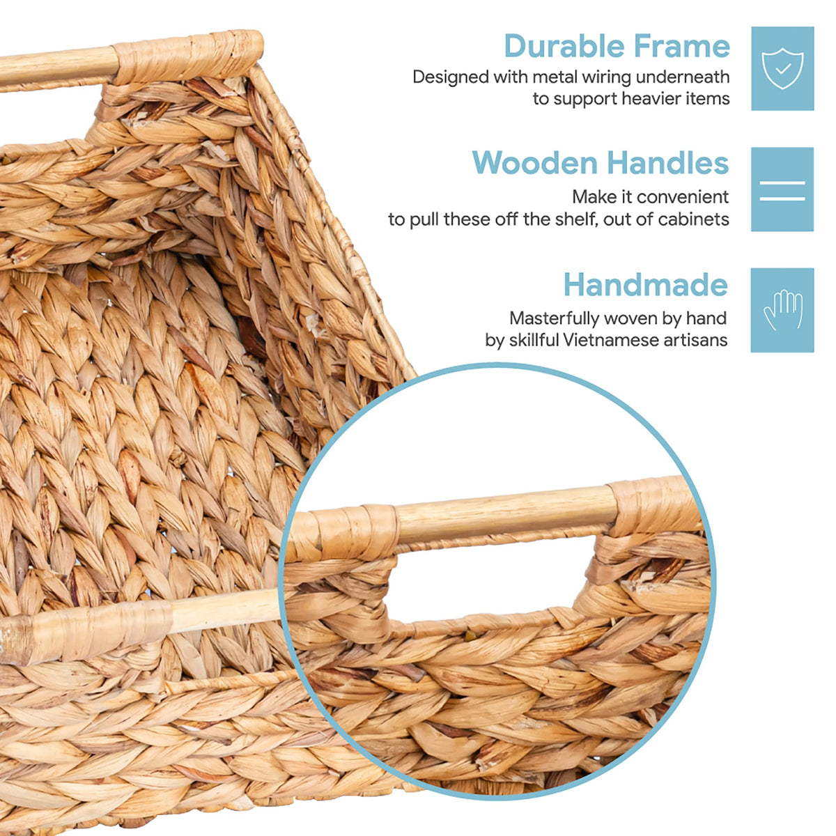 Hyacinth Large Wicker Basket 15.5x10.8x6.2"