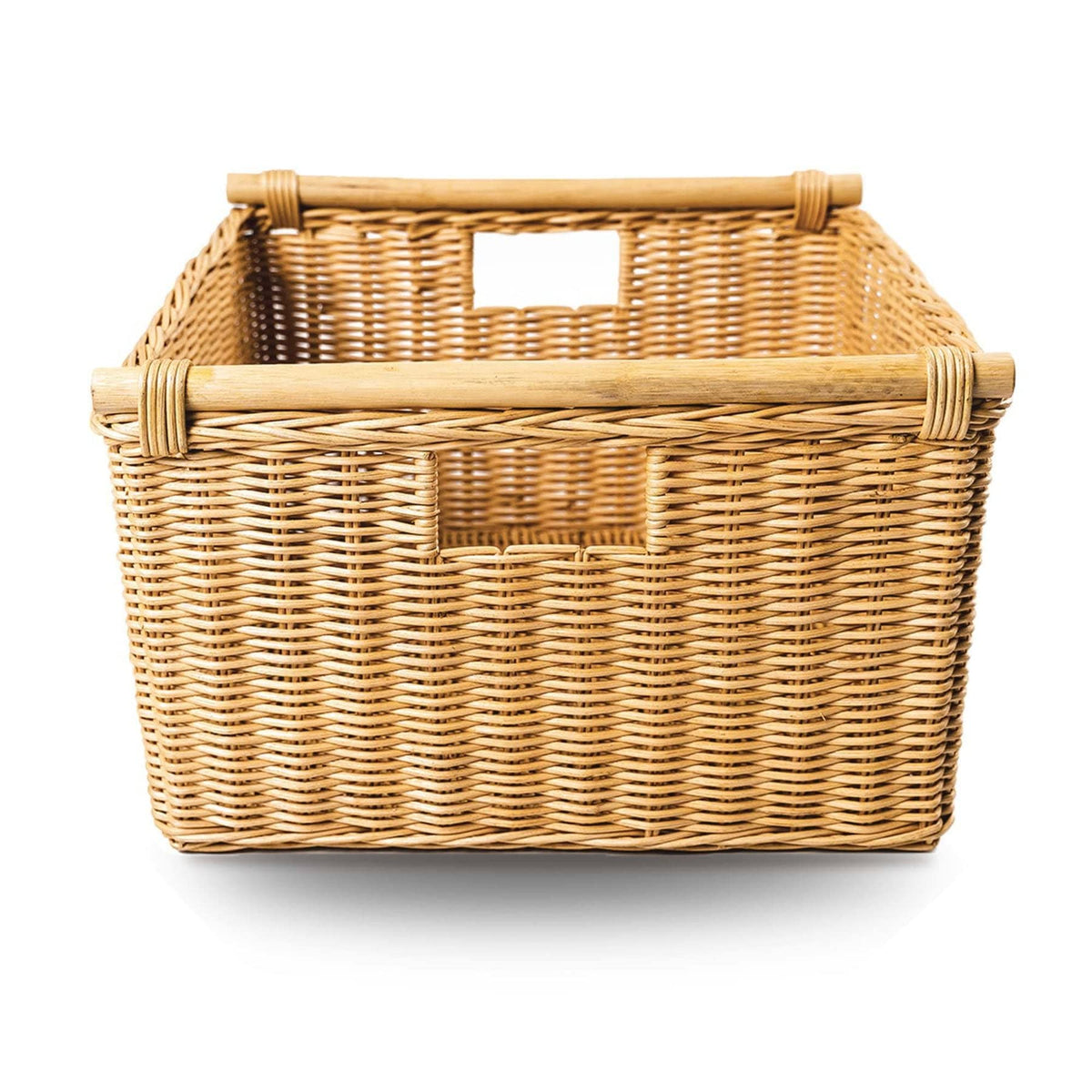 Deep Pole Handle Wicker Storage Basket L