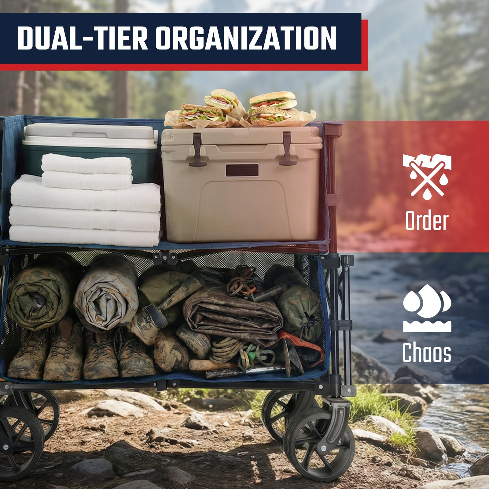 500LBS Heavy Duty Double Decker Wagon with Extender