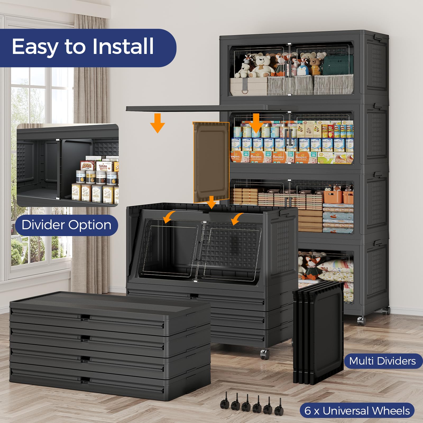 150GAL Storage Bins with Lid and Wheels (3 Count)