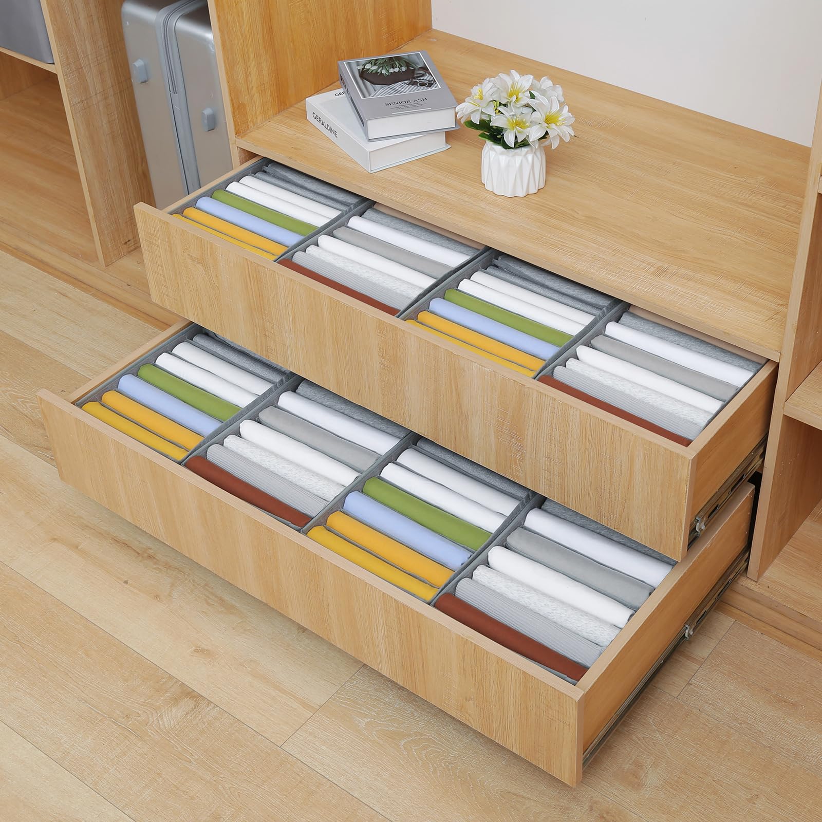 4 Pack Drawer Organizers for Clothing (4 Count)