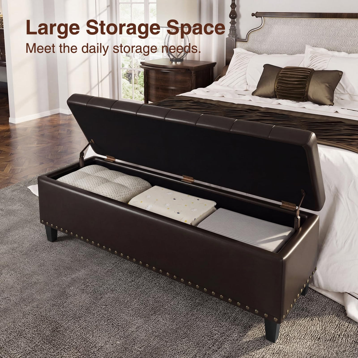 51 Inch Storage Ottoman Bench