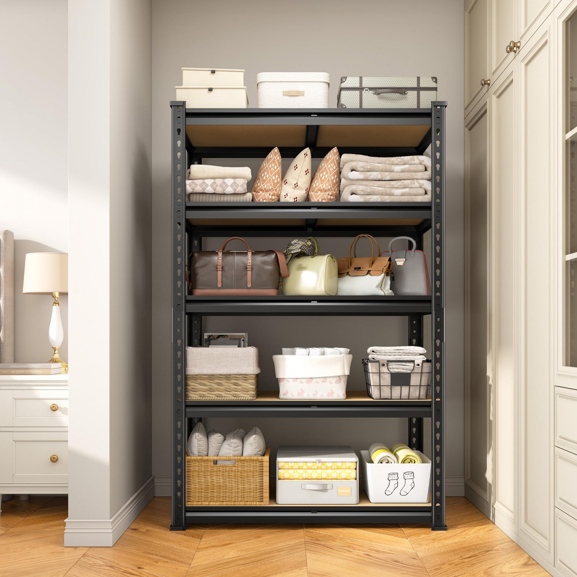 Adjustable 5 Tier Storage Shelves for Pantry Kitchen Closet