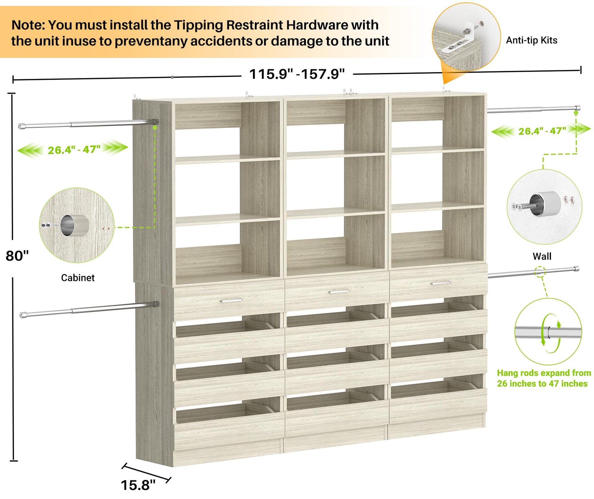 Closet System with 12 Drawers