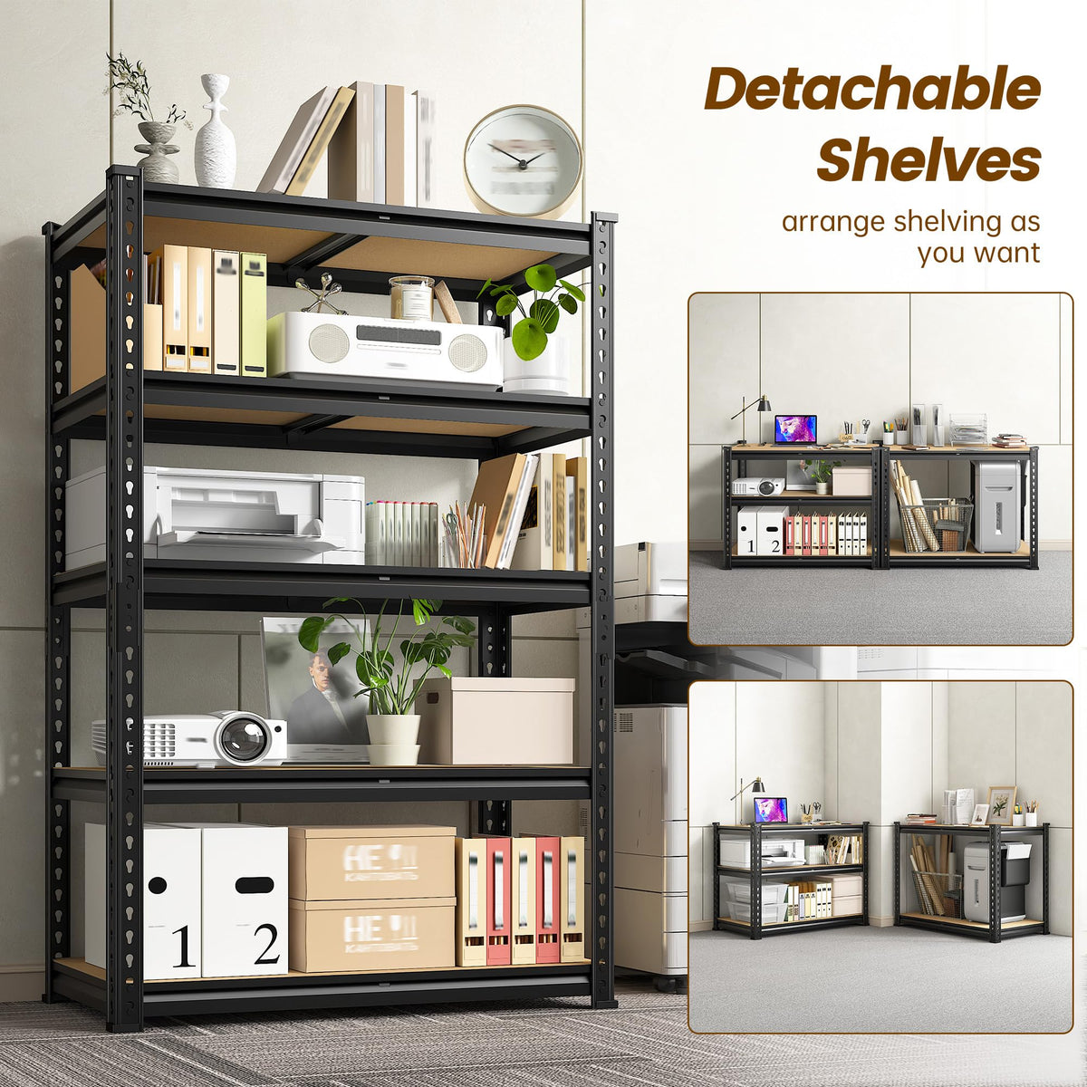 Adjustable 5 Tier Storage Shelves for Pantry Kitchen Closet