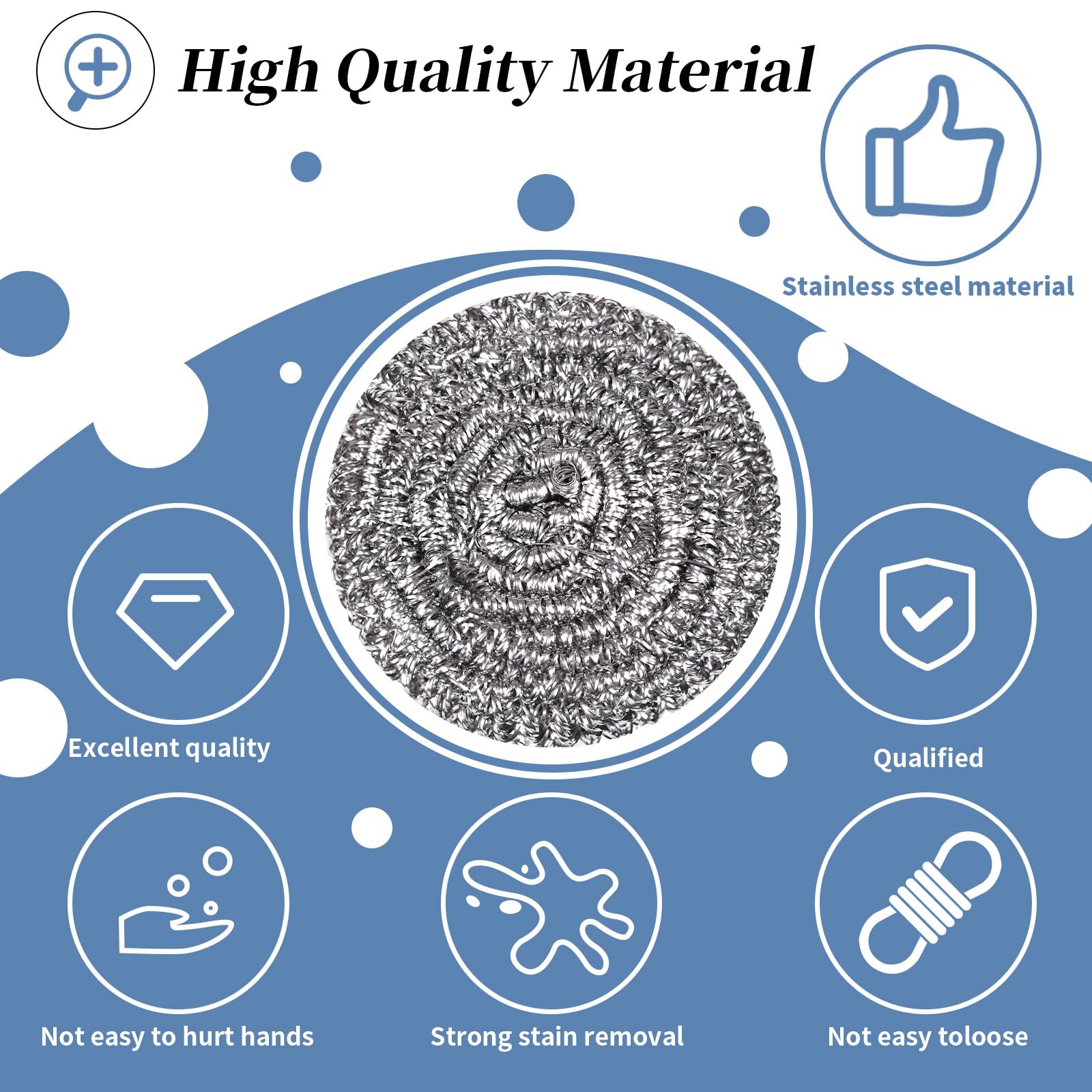 Stainless Steel Scrubber Scrubbing Scouring Pad Sponges Clean Pot Pan and Steel Wool for Kitchen Bathroom (12 Count)