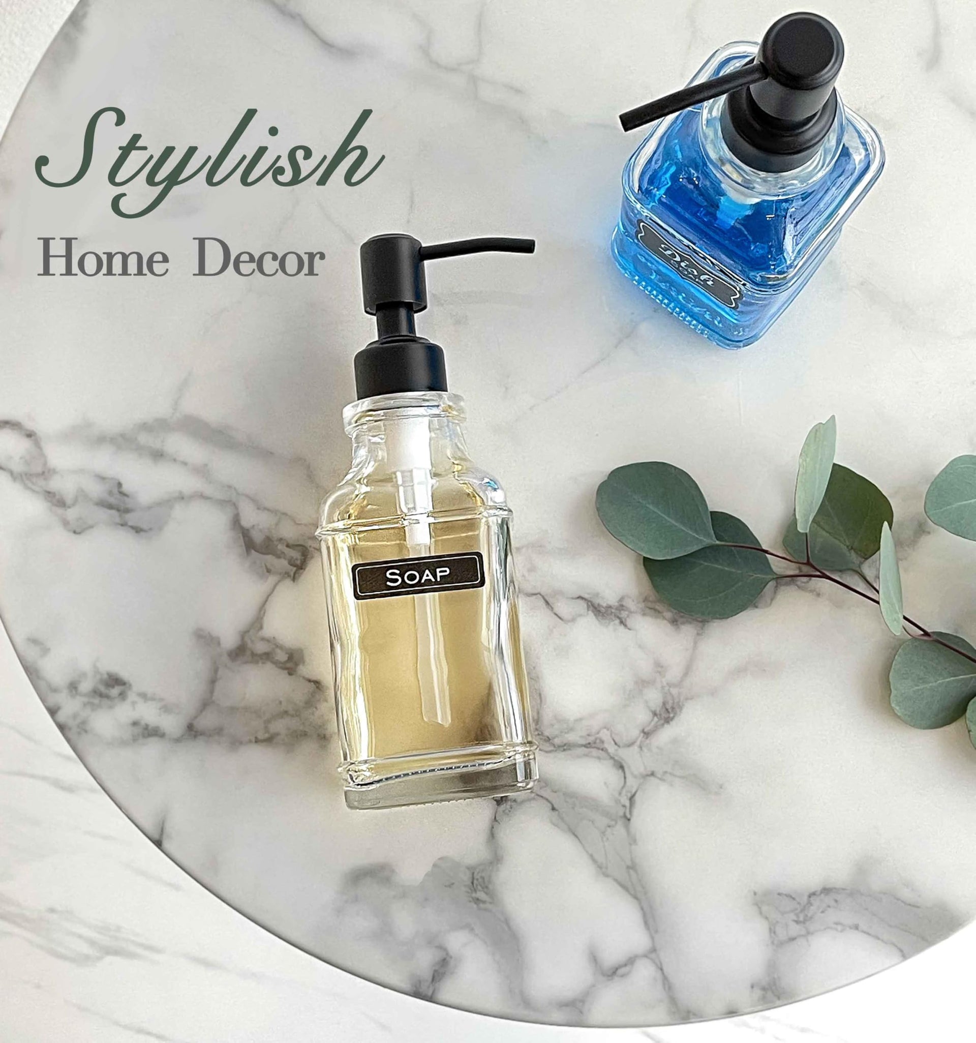 2Pack Hand & Dish Glass Soap Dispenser with Black Rust Proof Pump (2 Count)