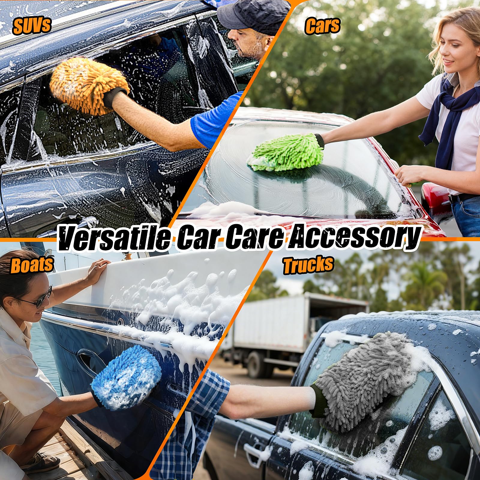 4 Pack Car Wash Mitt Microfiber (4 Count)