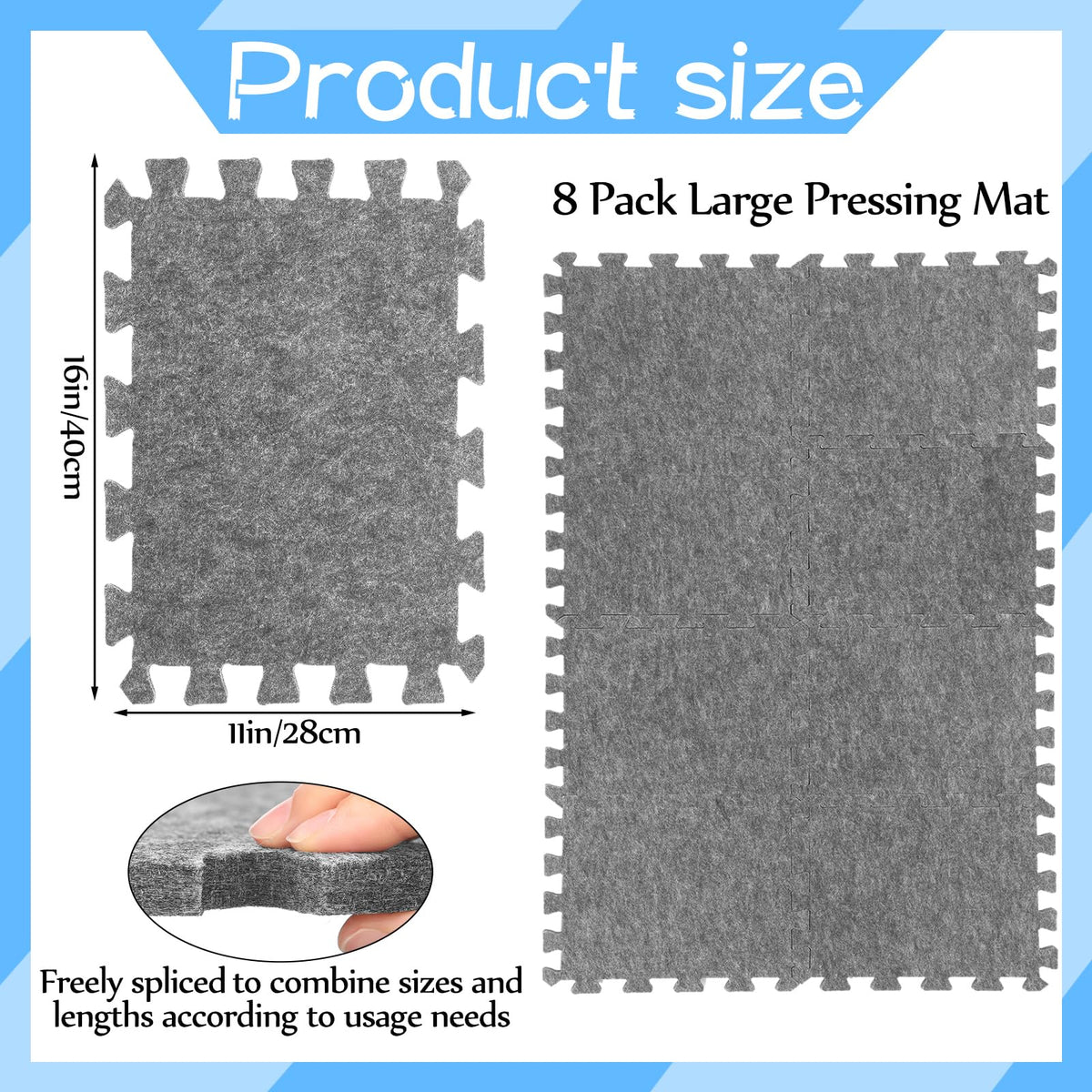 6 Pack Large Wool Pressing Mat 24" x 18" Wool Ironing Mat