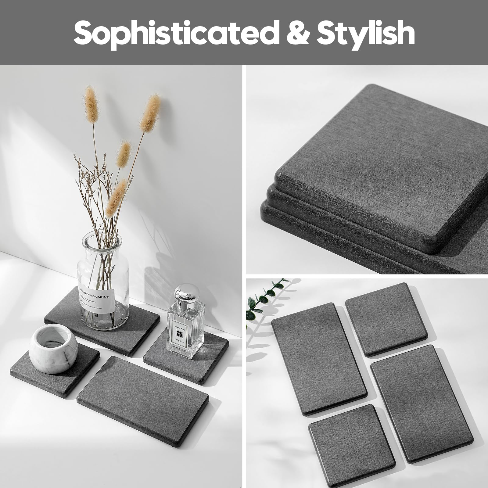 4PCS Water Absorbing Sponge Holder Diatomite Stone Sink Tray Mat (4 Count)
