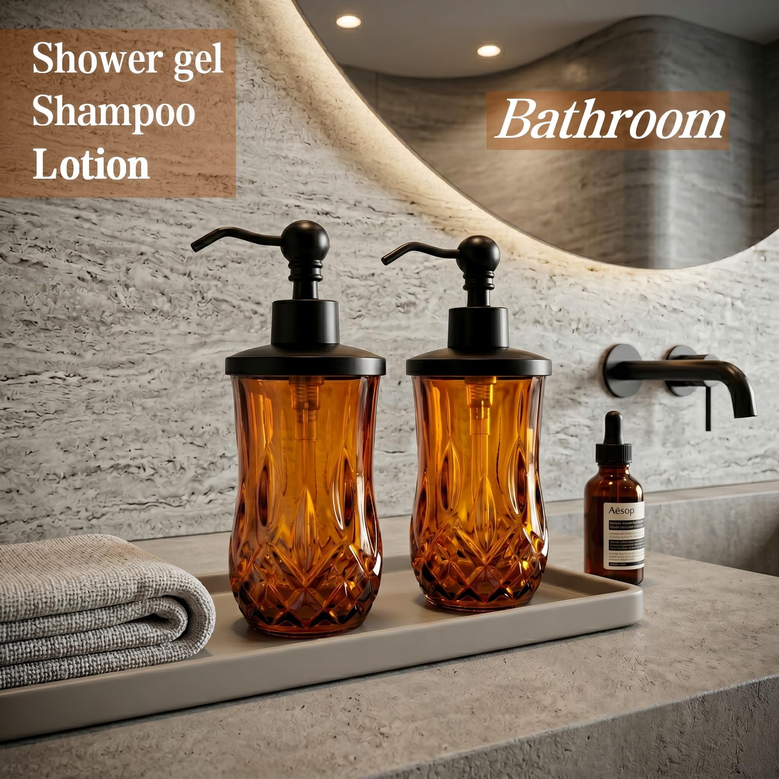 2 Pack 9Oz Amber Soap Dispenser (2 Count)