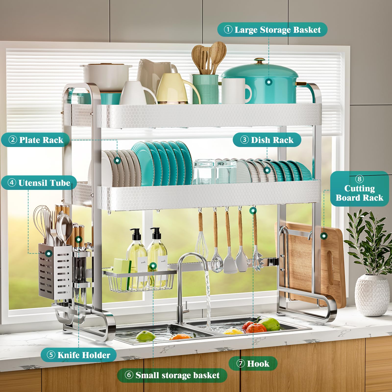 3 Tier Over The Sink Dish Drying Rack