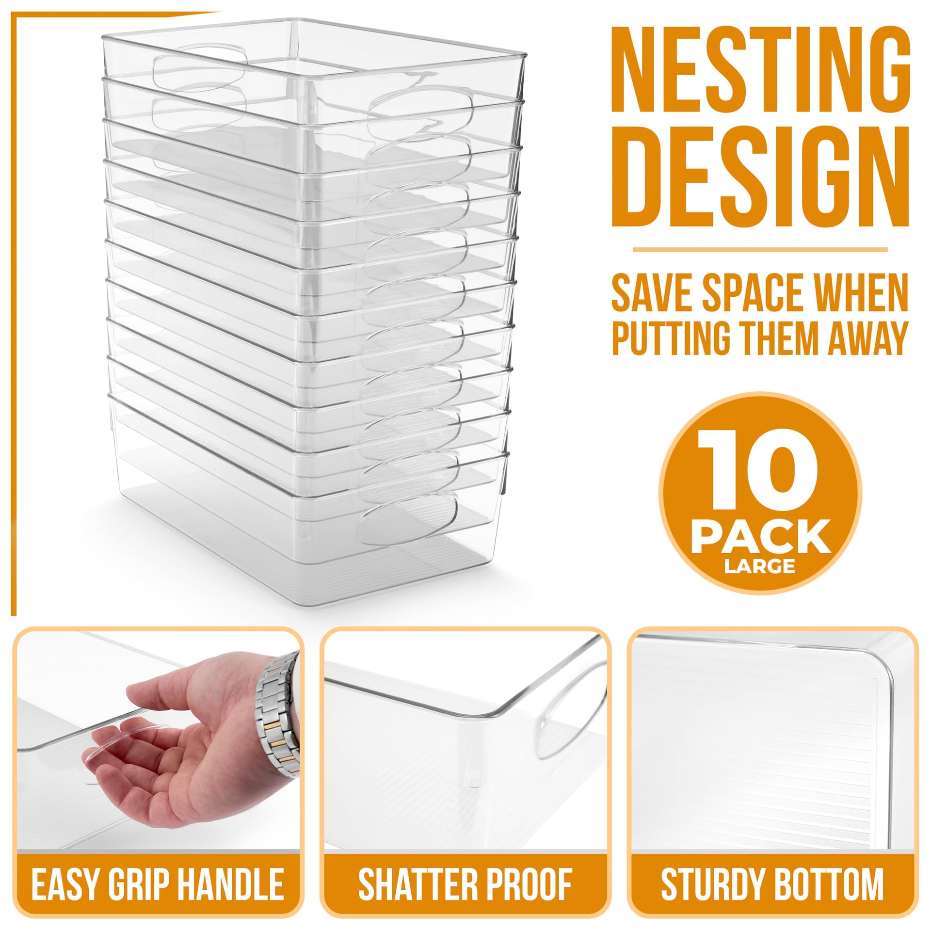Large Clear Plastic Storage Bins (10 Count)