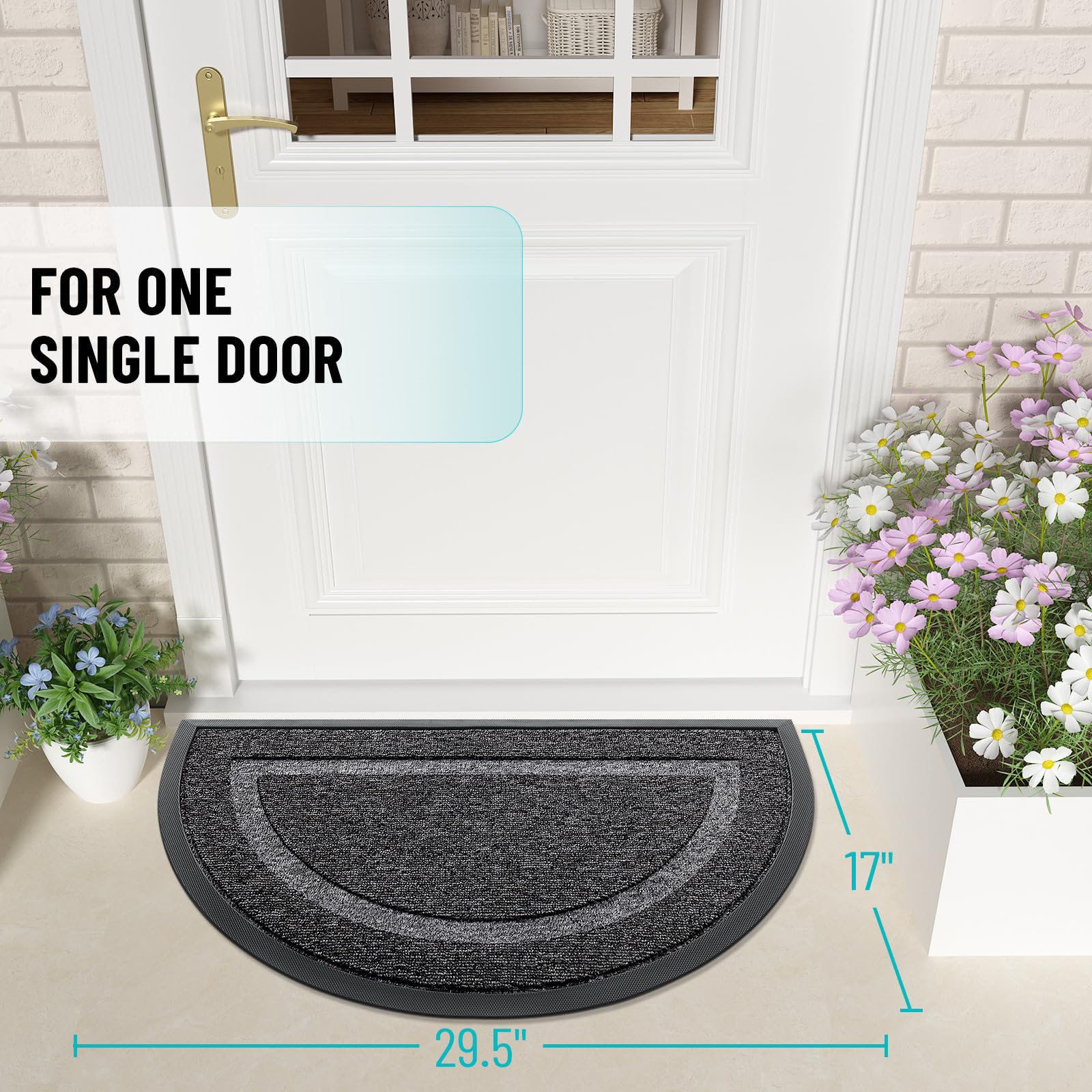 Half Circle Front Door Mat Outside 29.5x17 All