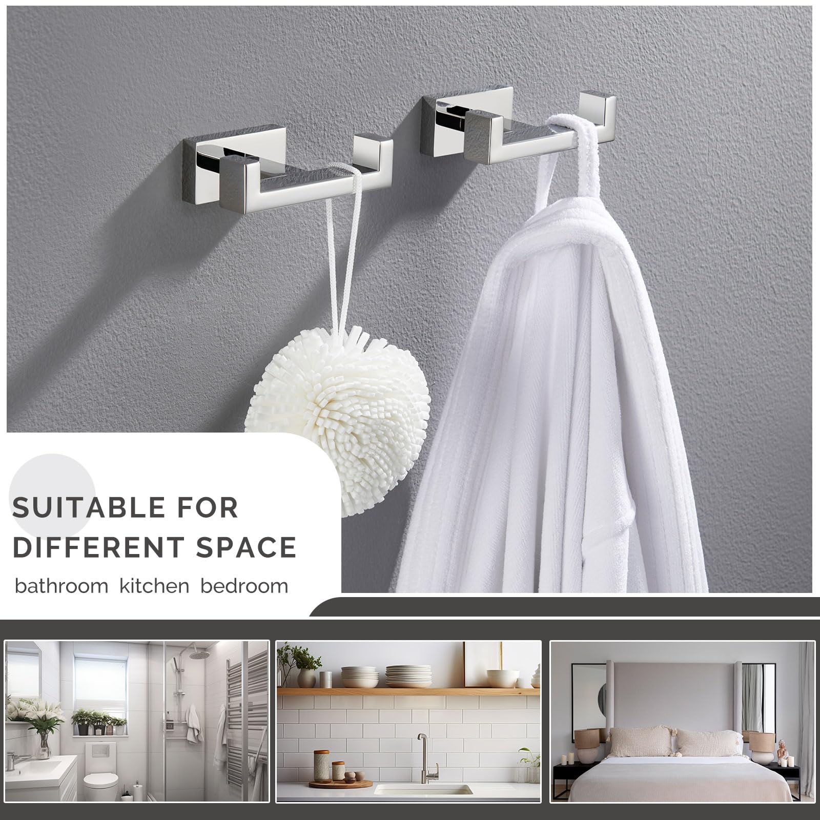 Double Towel Hooks Polished Chrome (2 Count)