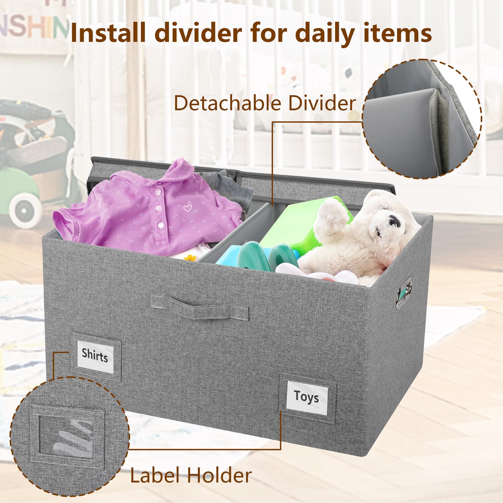 75 Quarts Extra Large Decorative Storage Bins with Lids