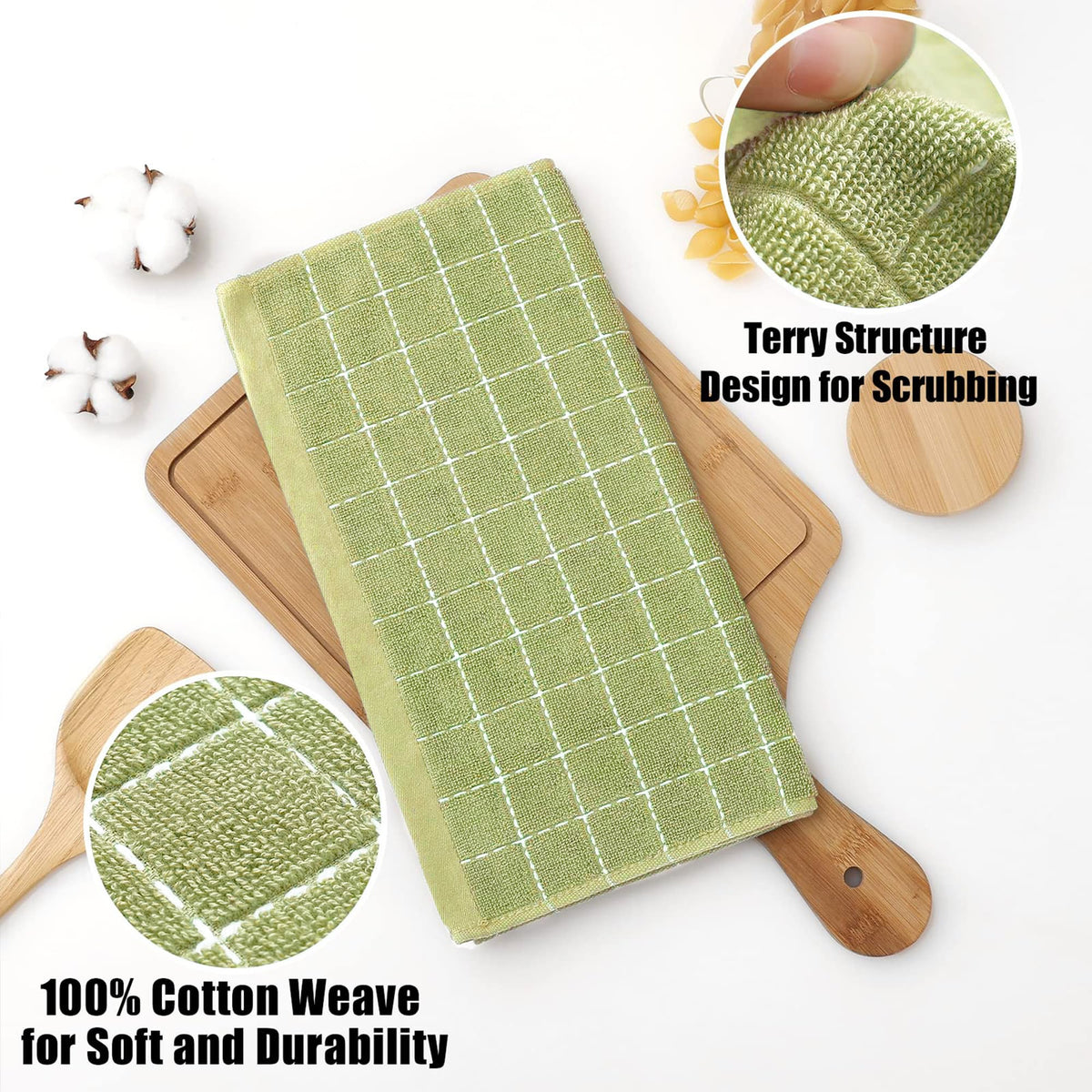 100% Cotton Terry Kitchen Dish Cloths (6 Count)