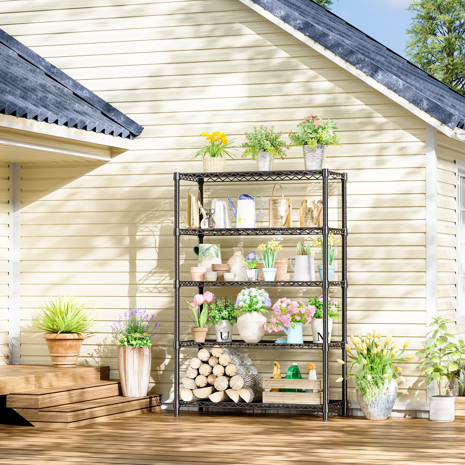 5 Tier 72"in Height 1750 LBS Garage Steel Wire Shelving for Pantry