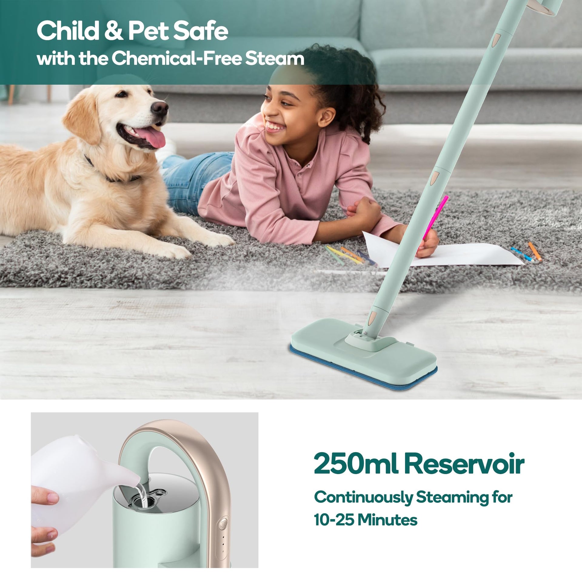 Steam Mop & Detachable Handheld Cleaner