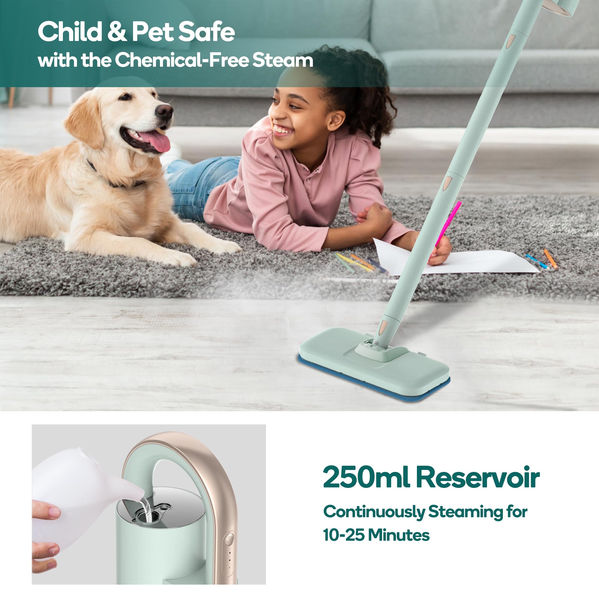 Steam Mop & Detachable Handheld Cleaner