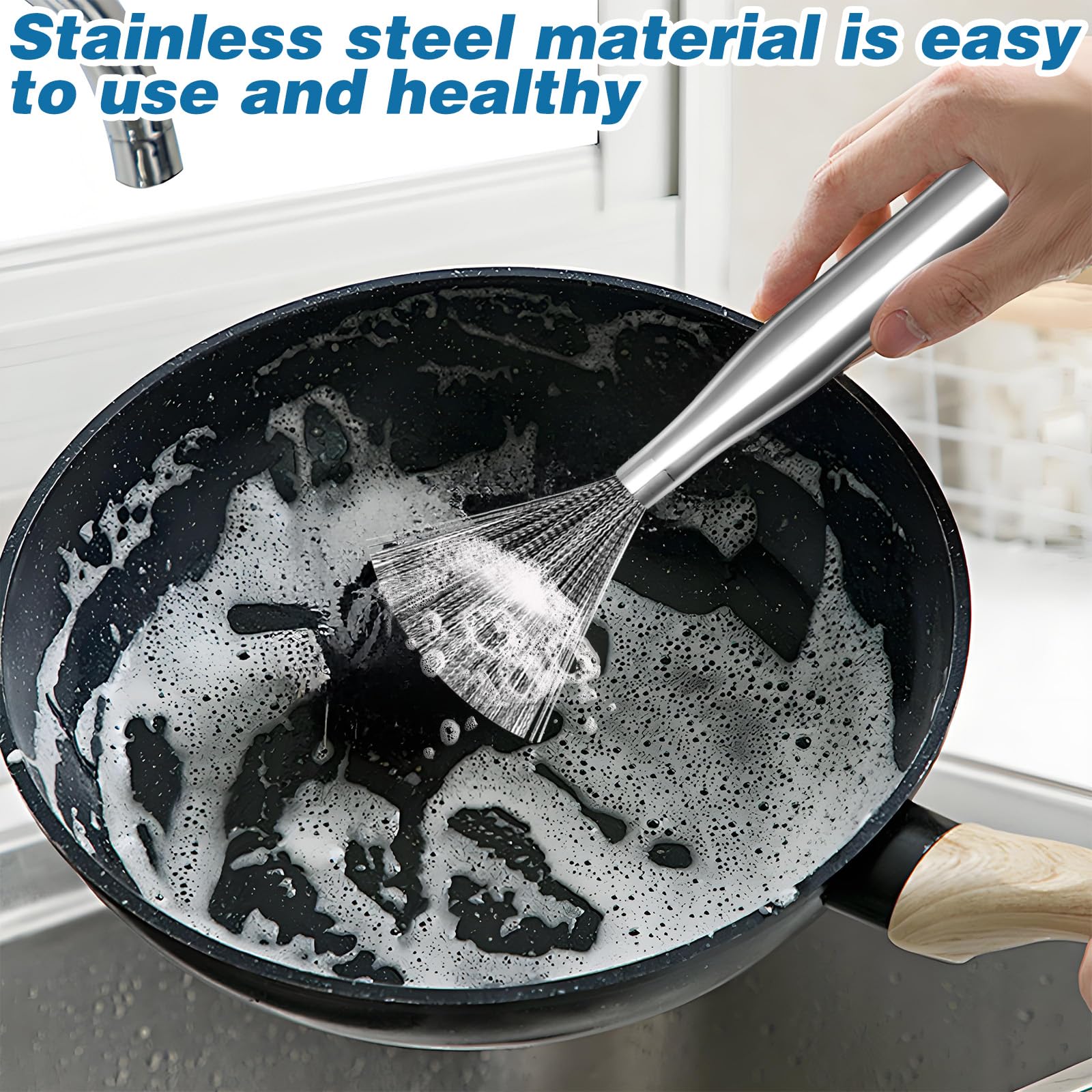 2Pcs 304 Stainless Steel Pot Brushes (2 Count)
