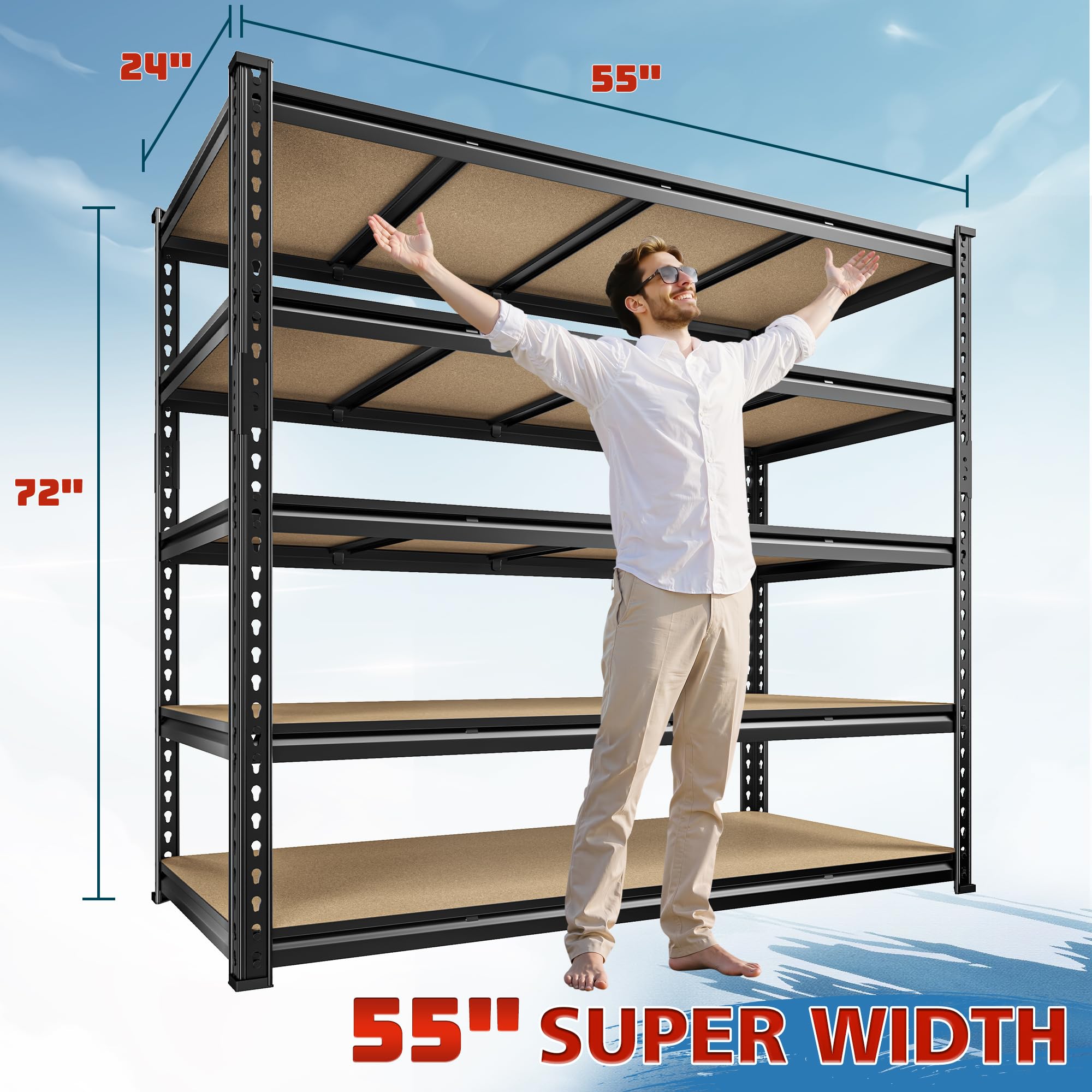 55" W Garage Shelving