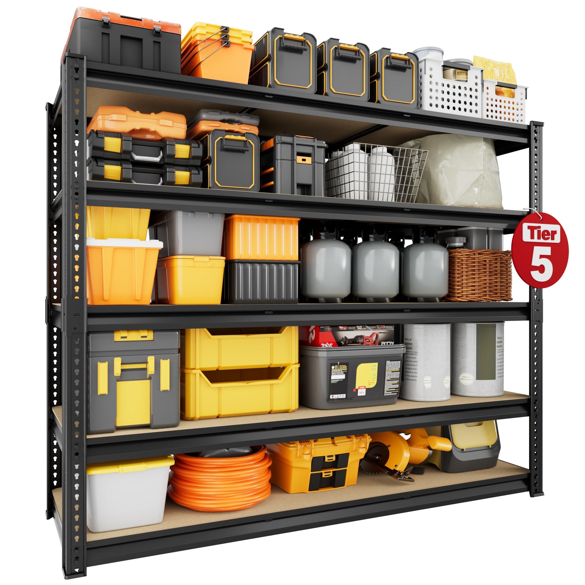 48" W Garage Shelving Storage Shelves 5 Tier Heavy Duty Shelving