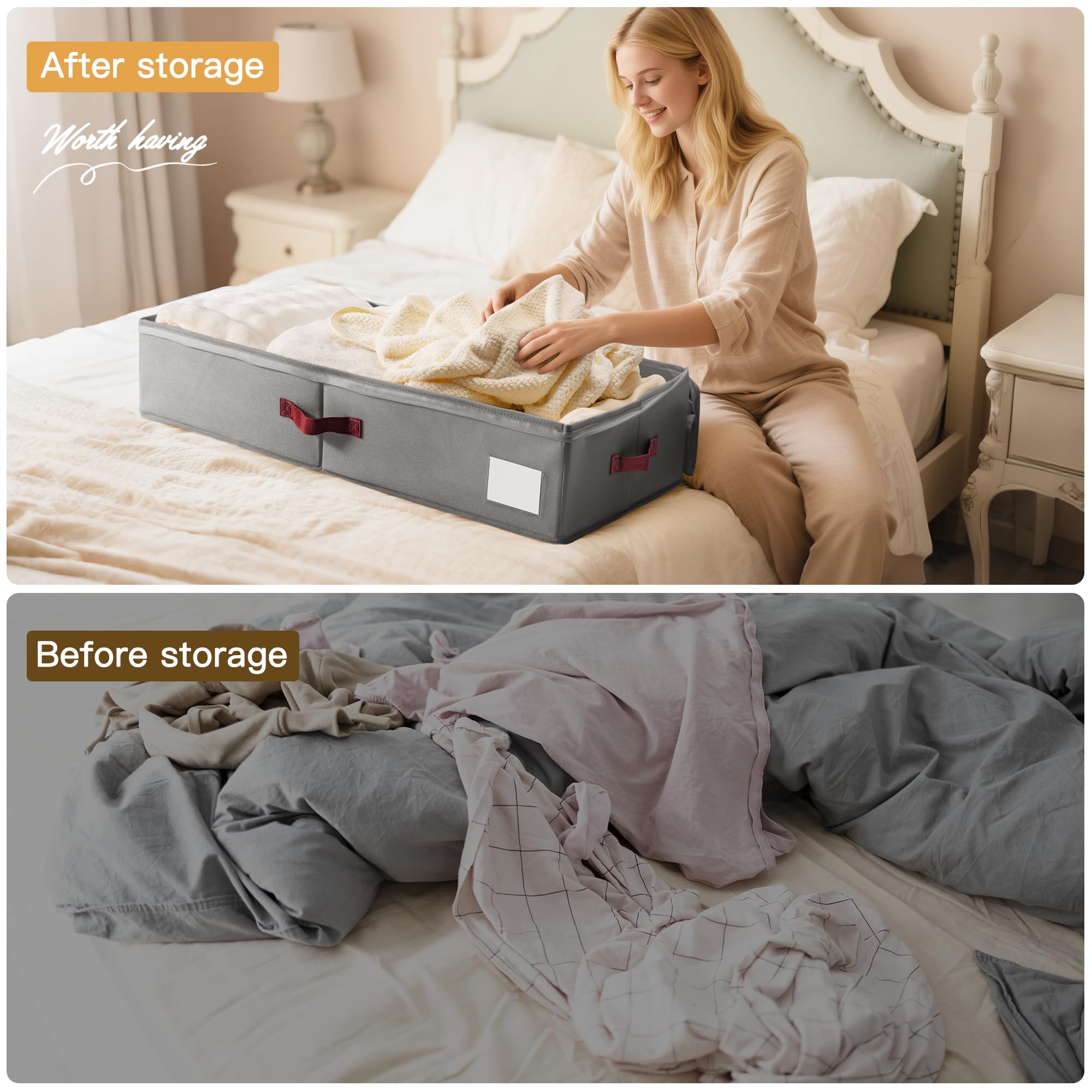 Under Bed Storage Bins with Clear PVC Lids (4 Count)