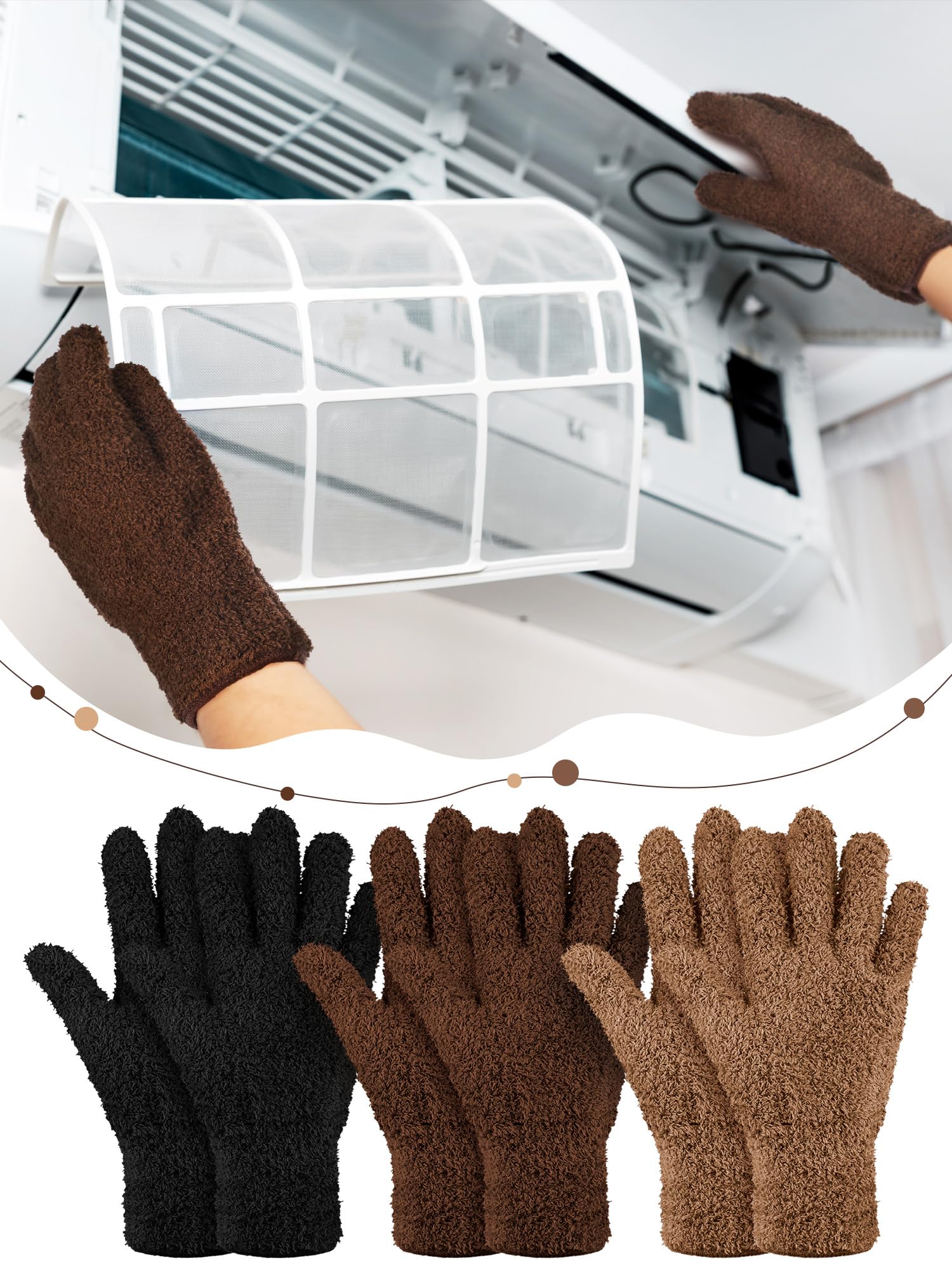 3 Pairs Microfiber Dusting Gloves for Plants Leaf