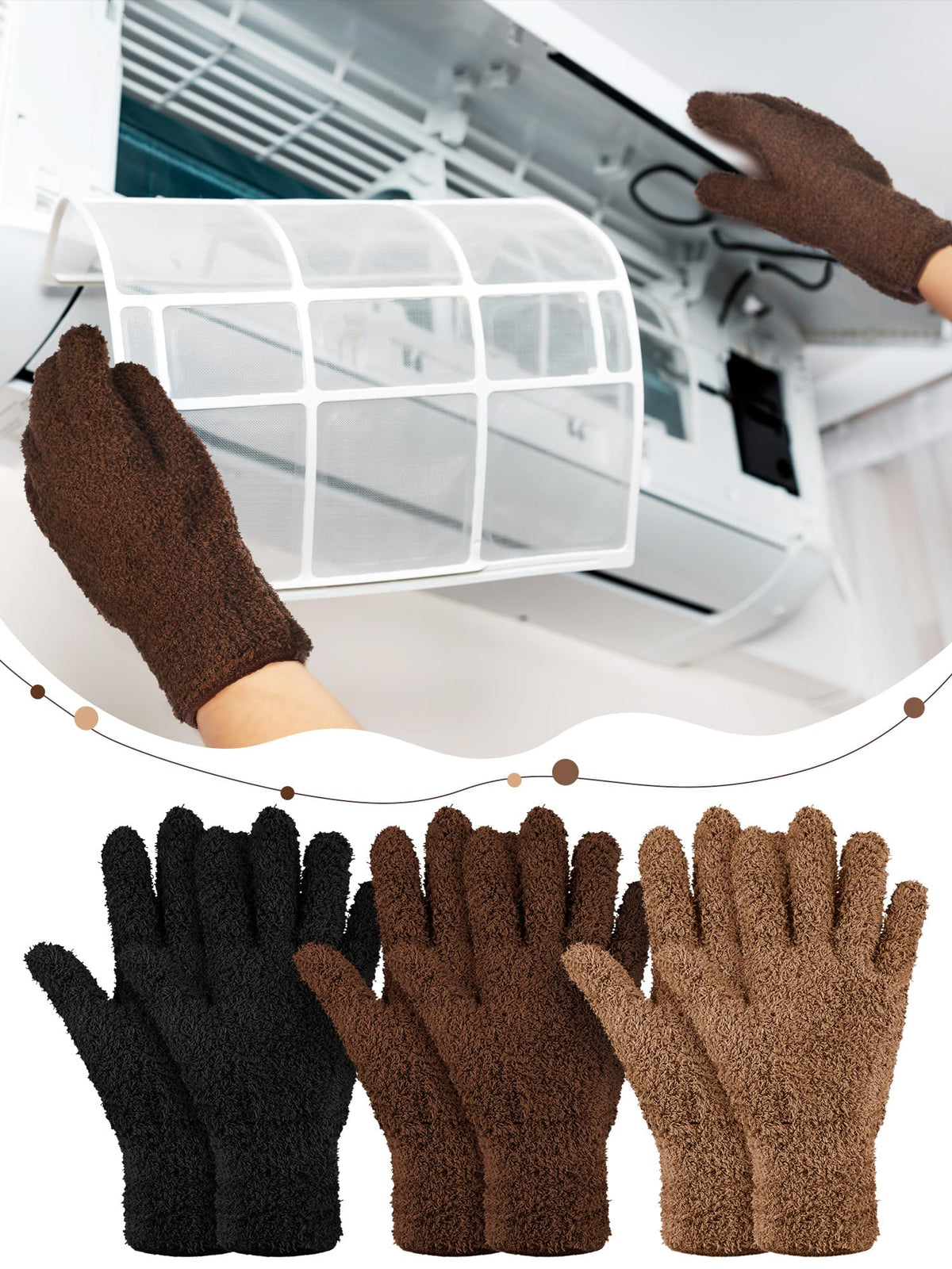 3 Pairs Microfiber Dusting Gloves for Plants Leaf