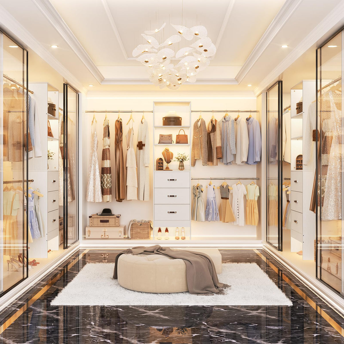 96'' Closet Organizer System with 3 Hanging Rods