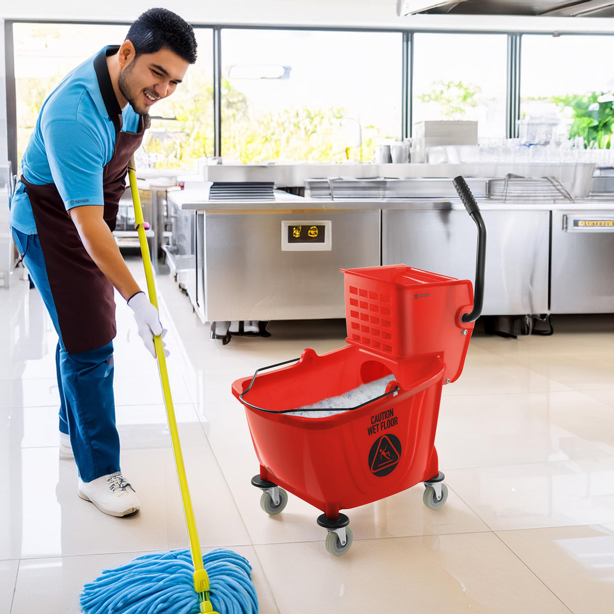 Commercial Side Press Wringer Combo Mop Bucket