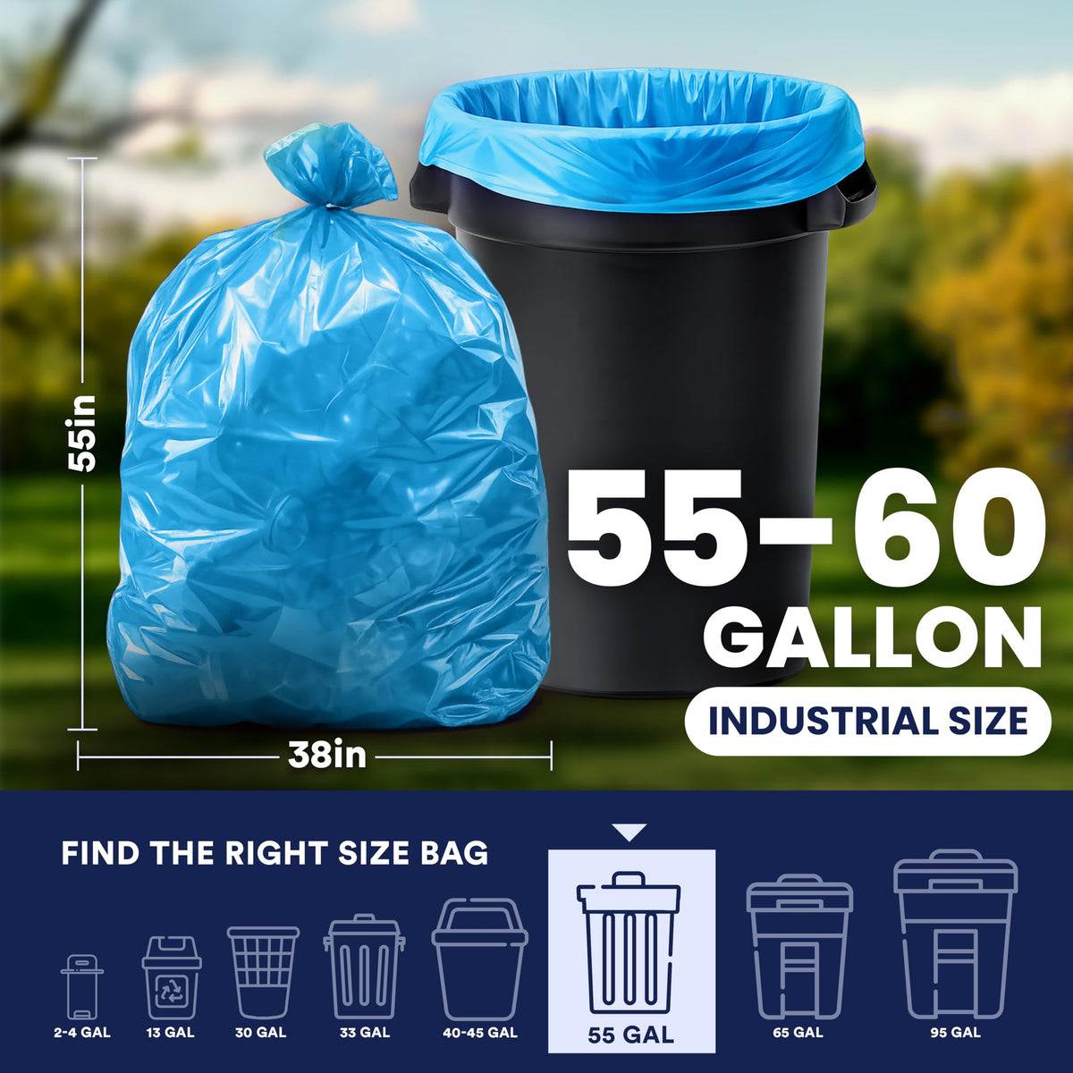 Blue Recyling Bags 38x55 55 Gallon 100 (100 Count)