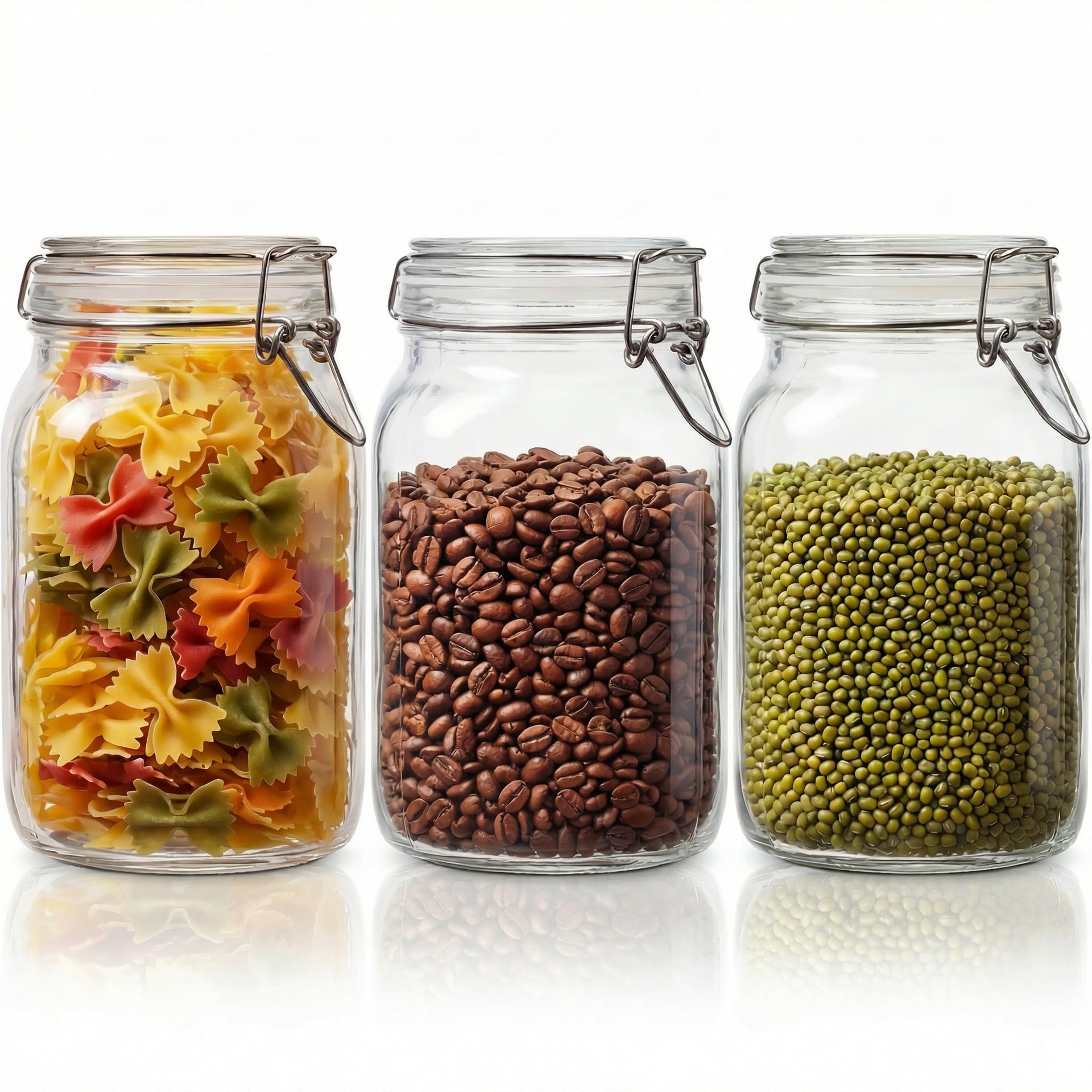50oz Large Square Glass Jars with Airtight Lids (3 Count)