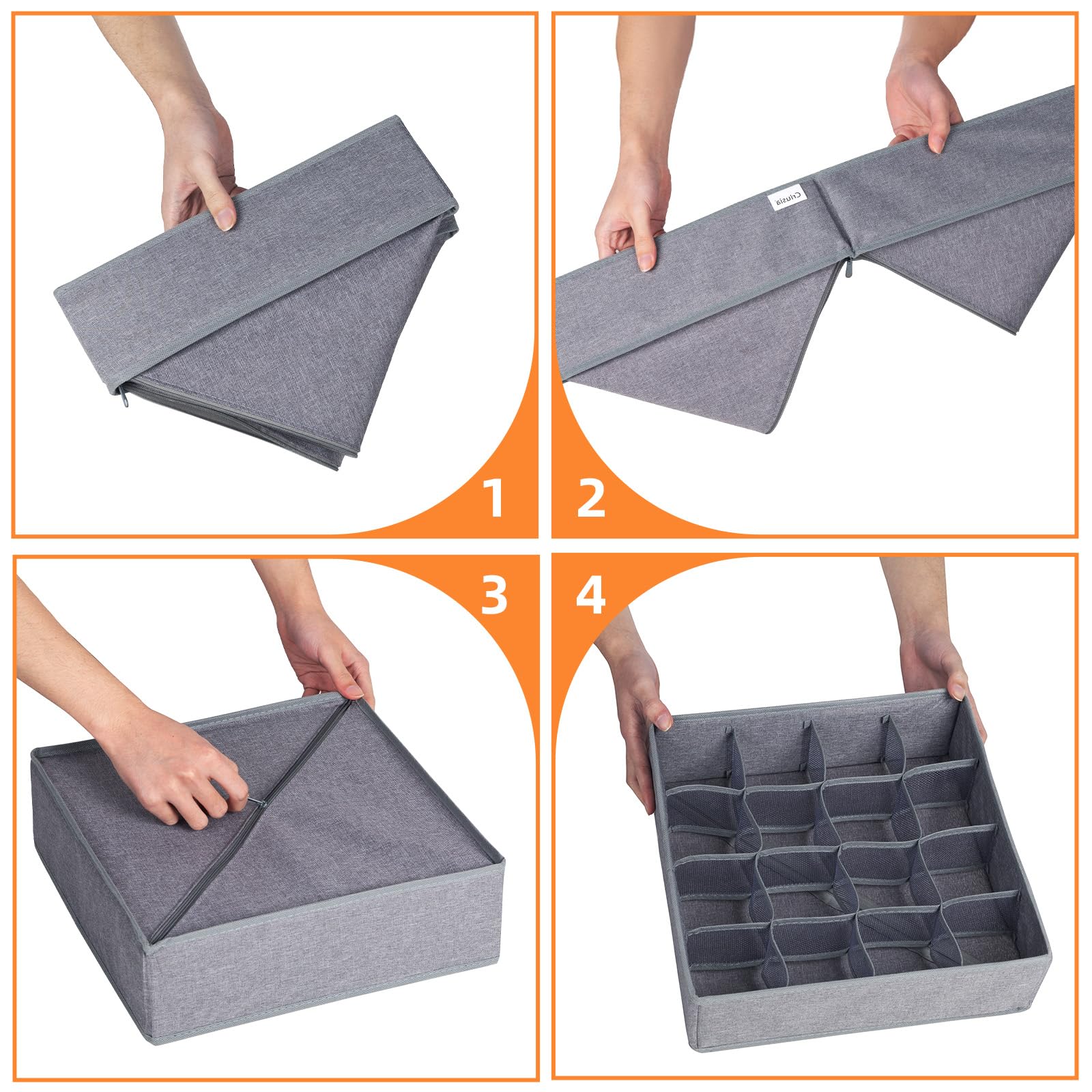 6 Pack Large Drawer Organizer for Sock Underwear (6 Count)