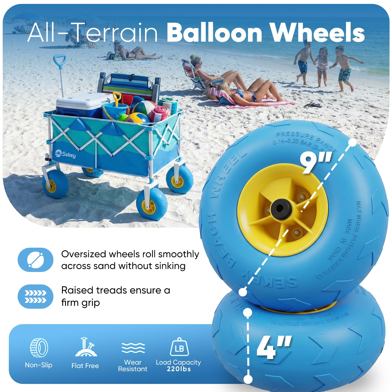 Heavy Duty Beach Wagon with 9" Big Sand