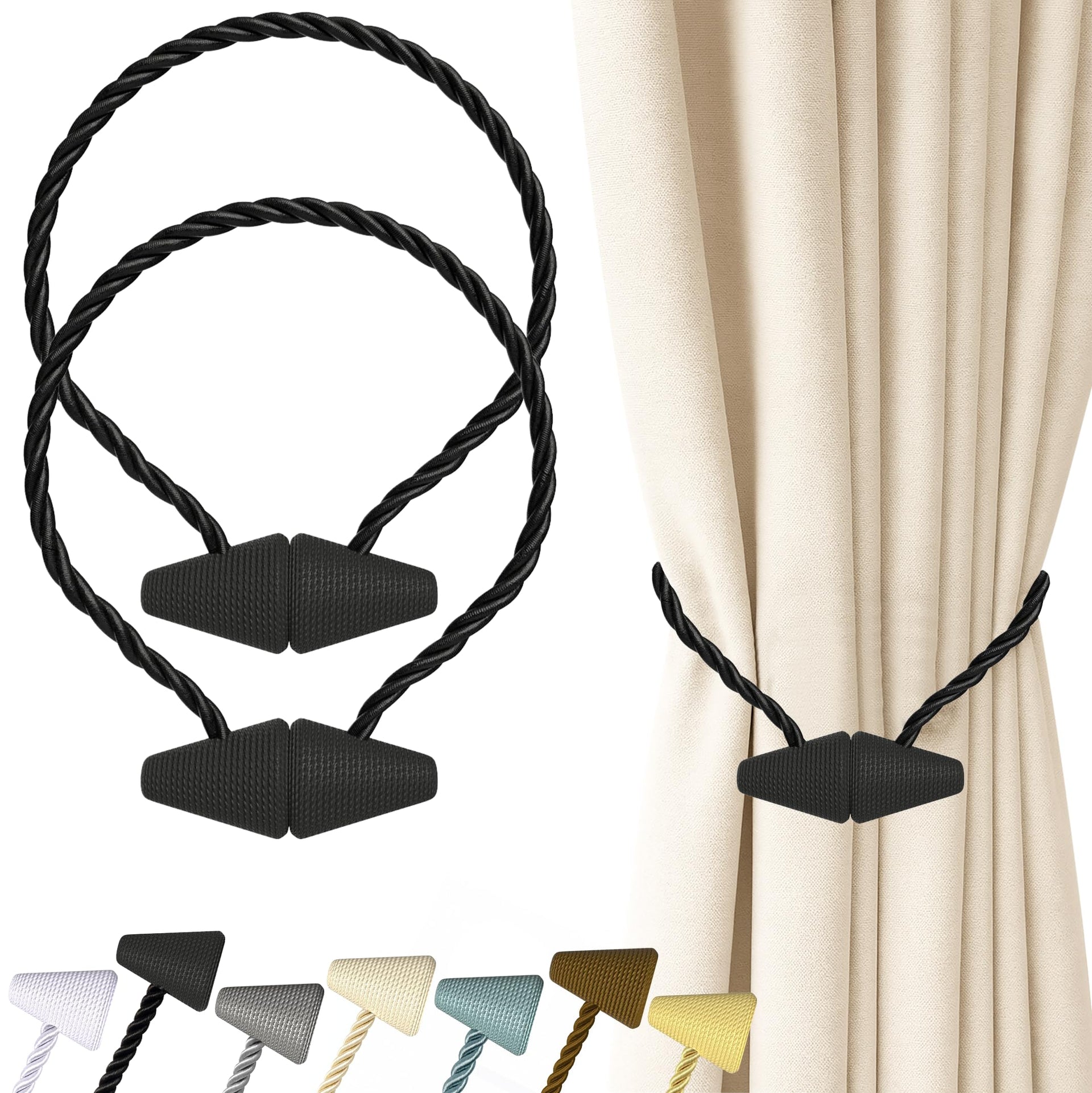 Magnetic Curtain Tiebacks Black 2pcs (2 Count)