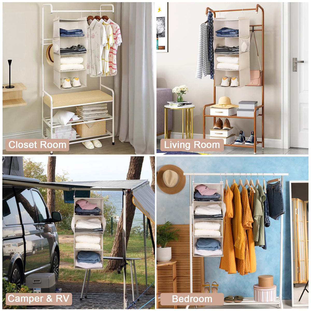 4 Tier Shelf Hanging Closet Organizer (4 Count)